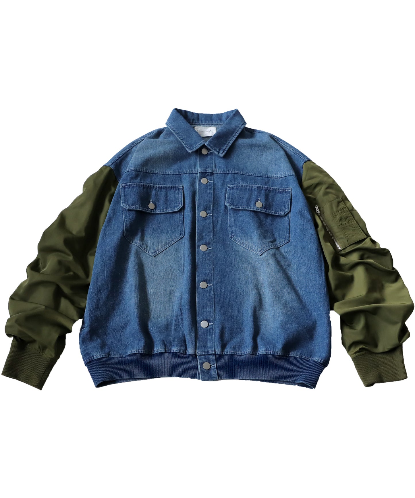 Different Material Docking Denim Jacket Men's