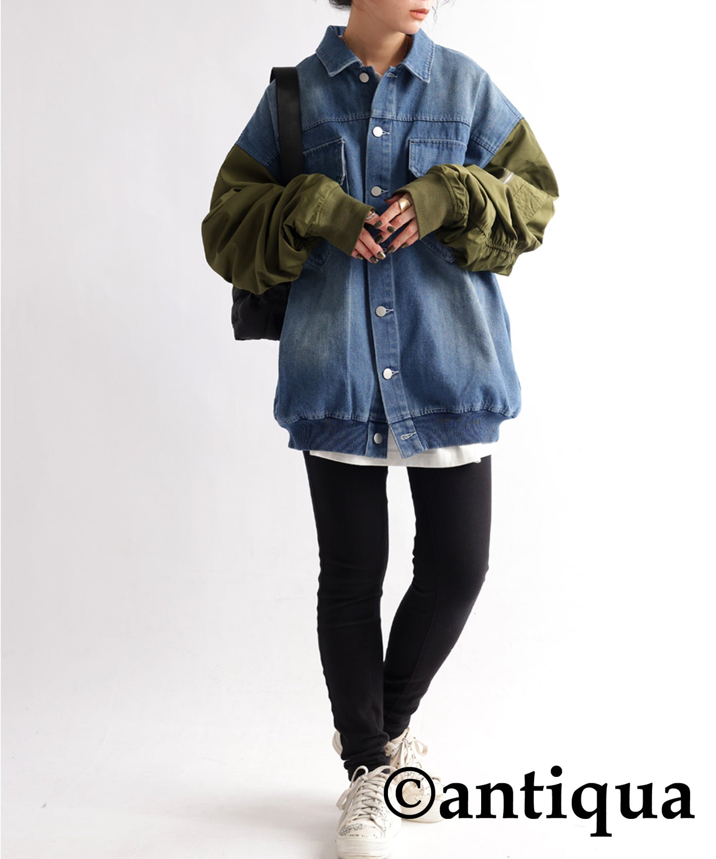 Different Material Docking Denim Jacket Ladies