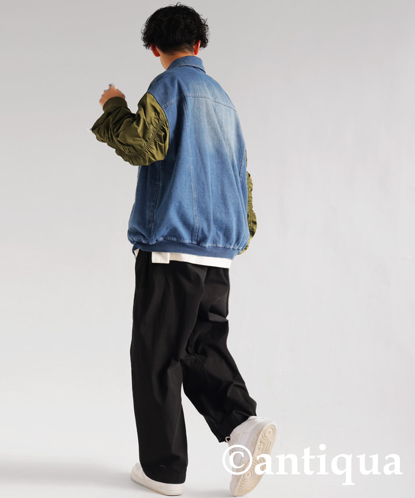 Different Material Docking Denim Jacket Men's