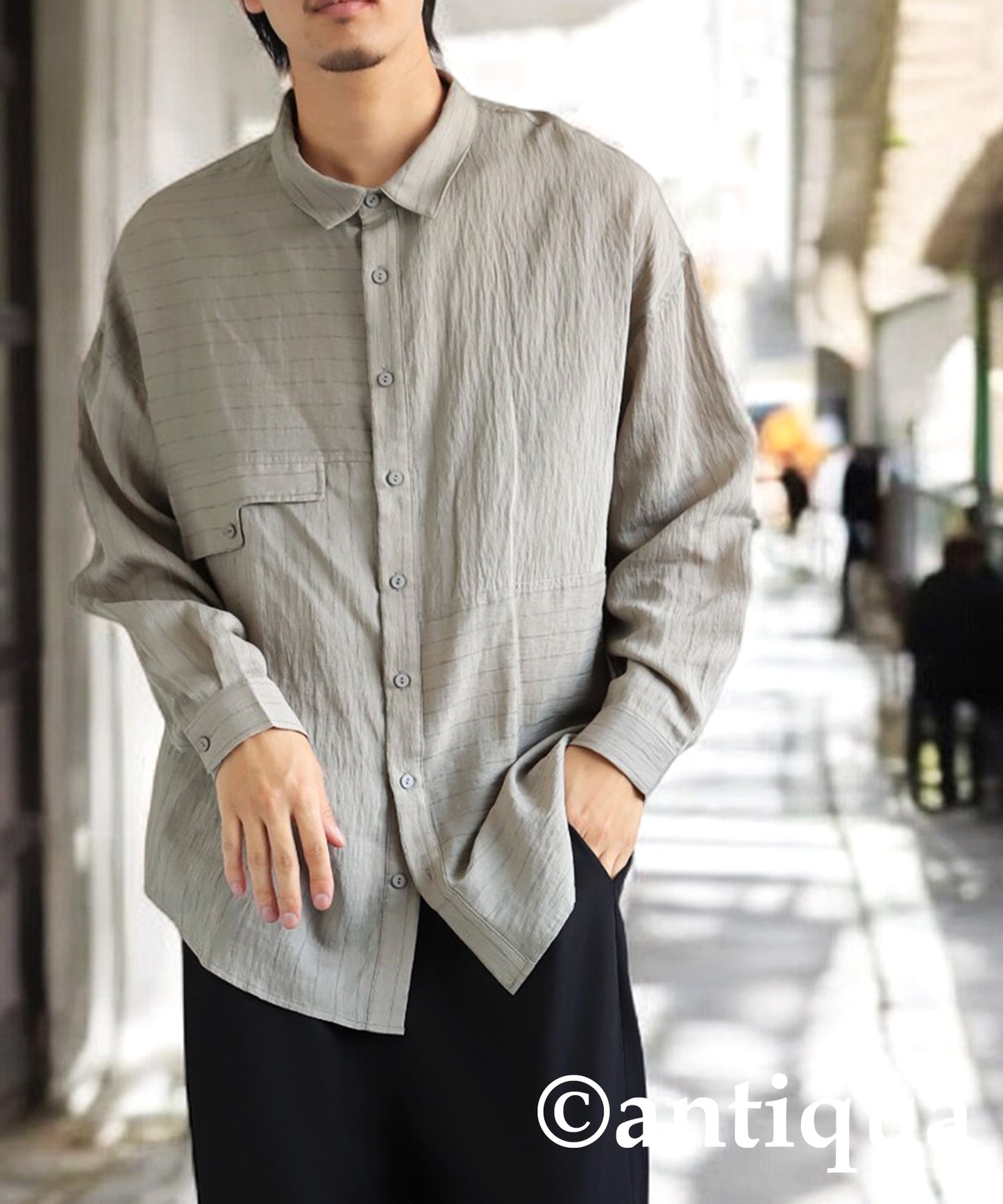 Fake Pocket Stripe Shirt Men's