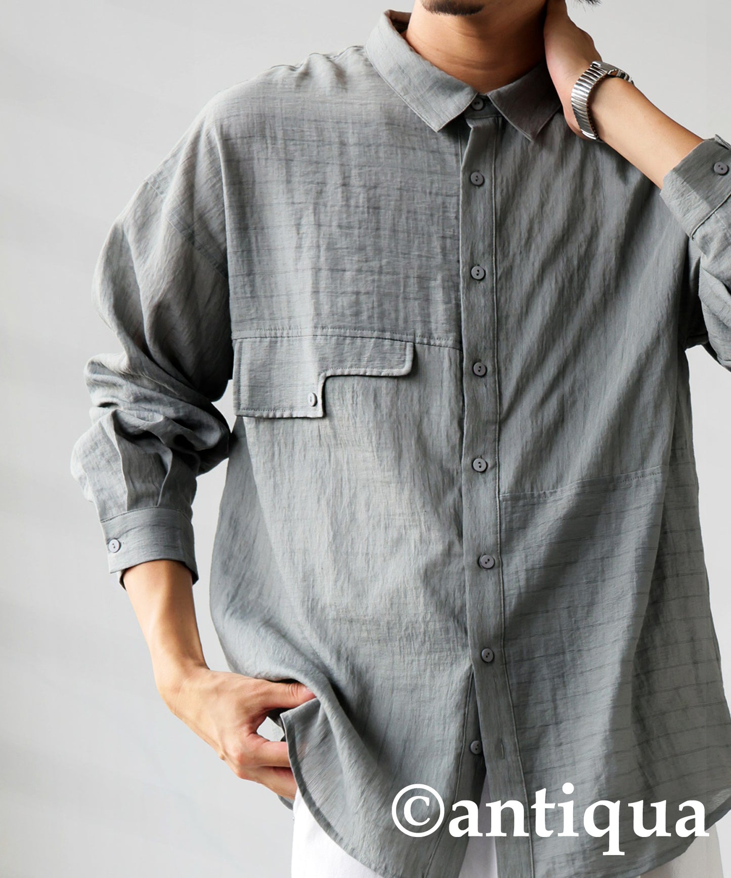 Fake Pocket Stripe Shirt Men's