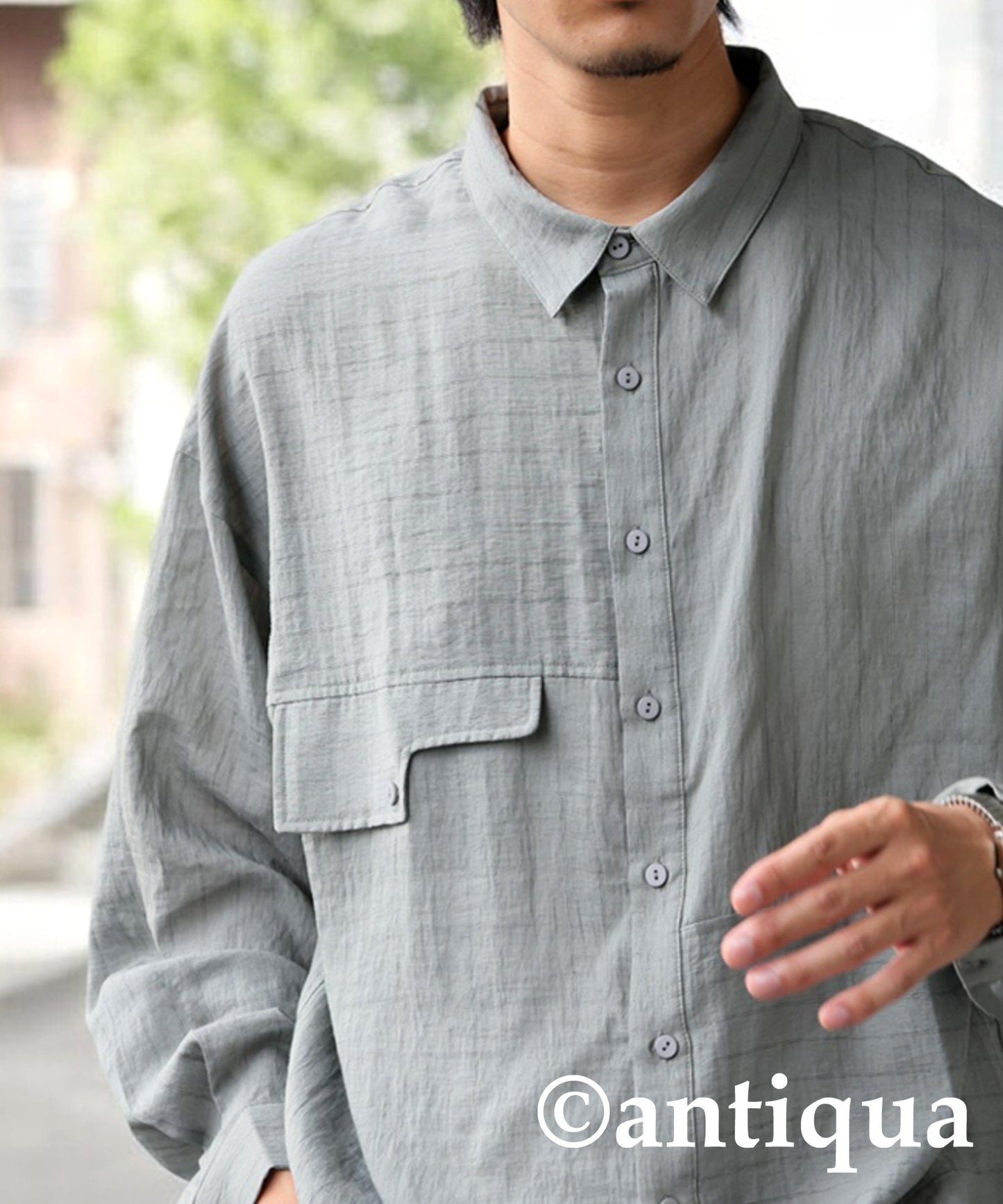 Fake Pocket Stripe Shirt Men's