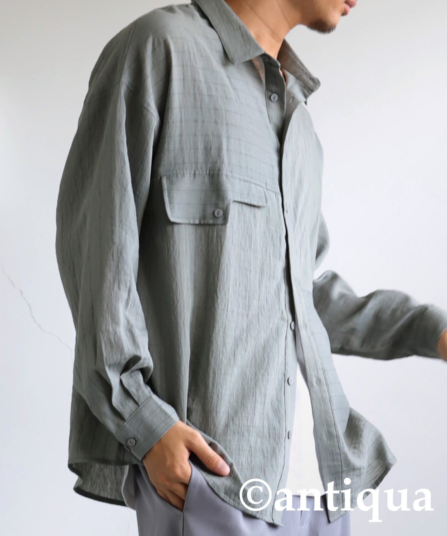 Fake Pocket Stripe Shirt Men's