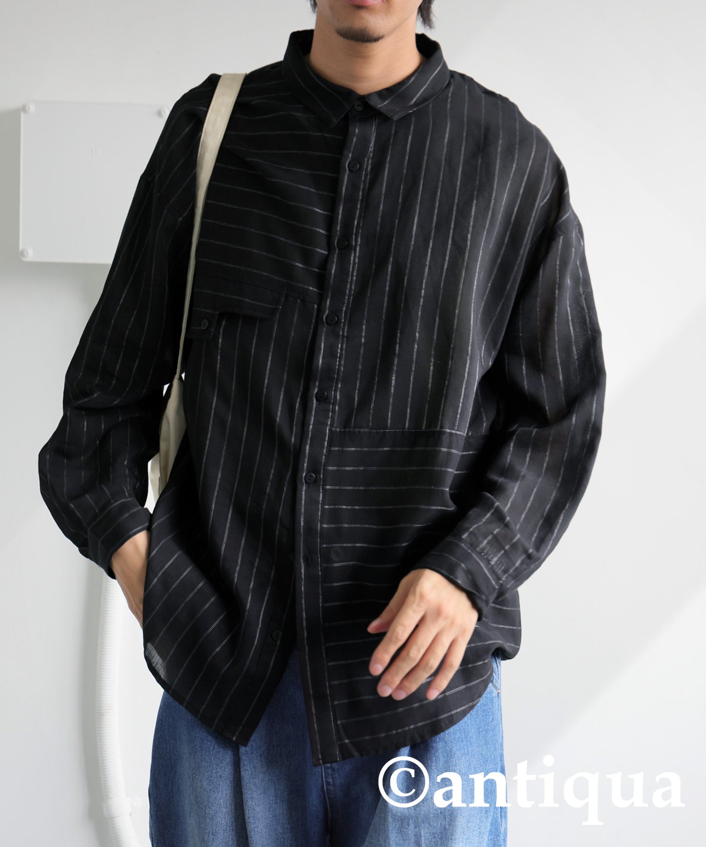 Fake Pocket Stripe Shirt Men's