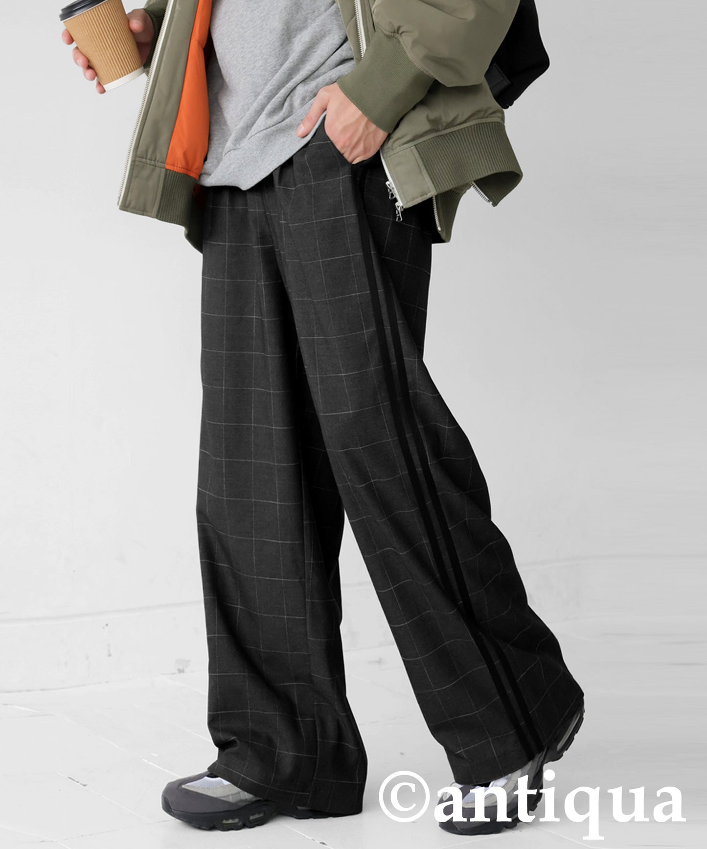 Plaid Line Pants Men's