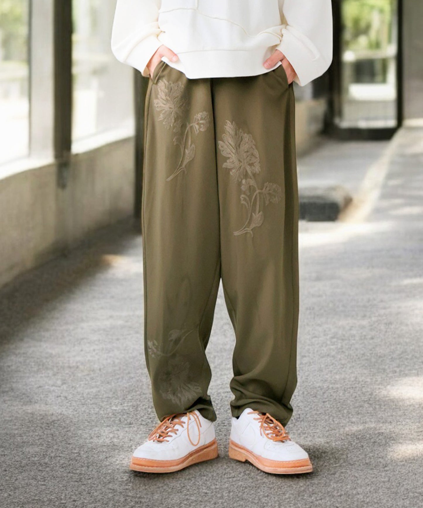 Embroidered Tapered Pants Men's