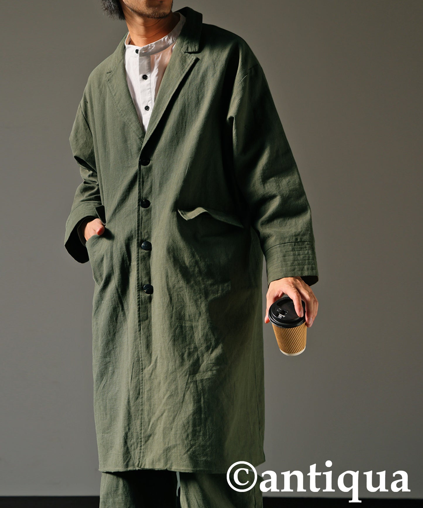 Cotton Linen Long Jacket Men's