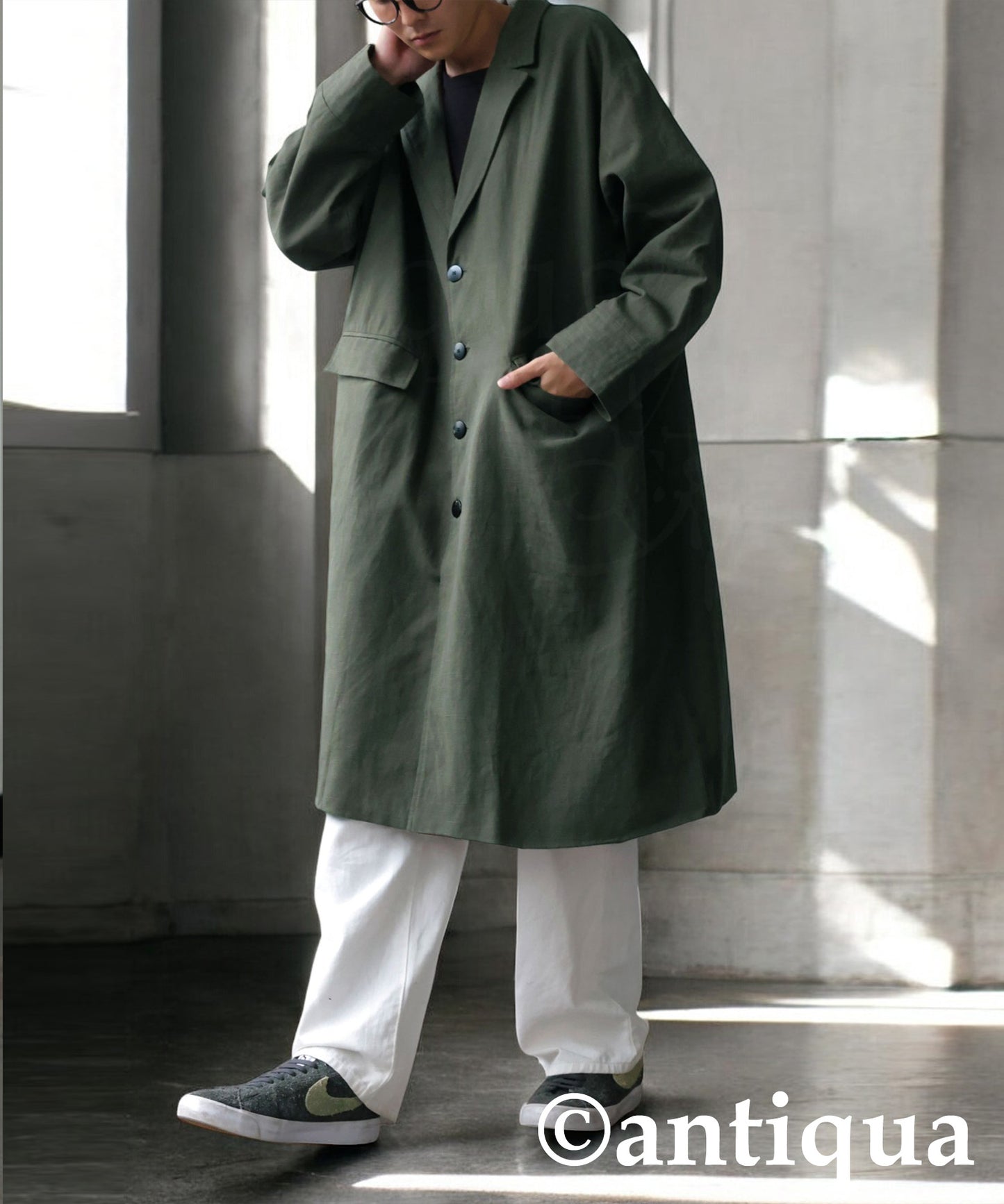 Cotton Linen Long Jacket Men's