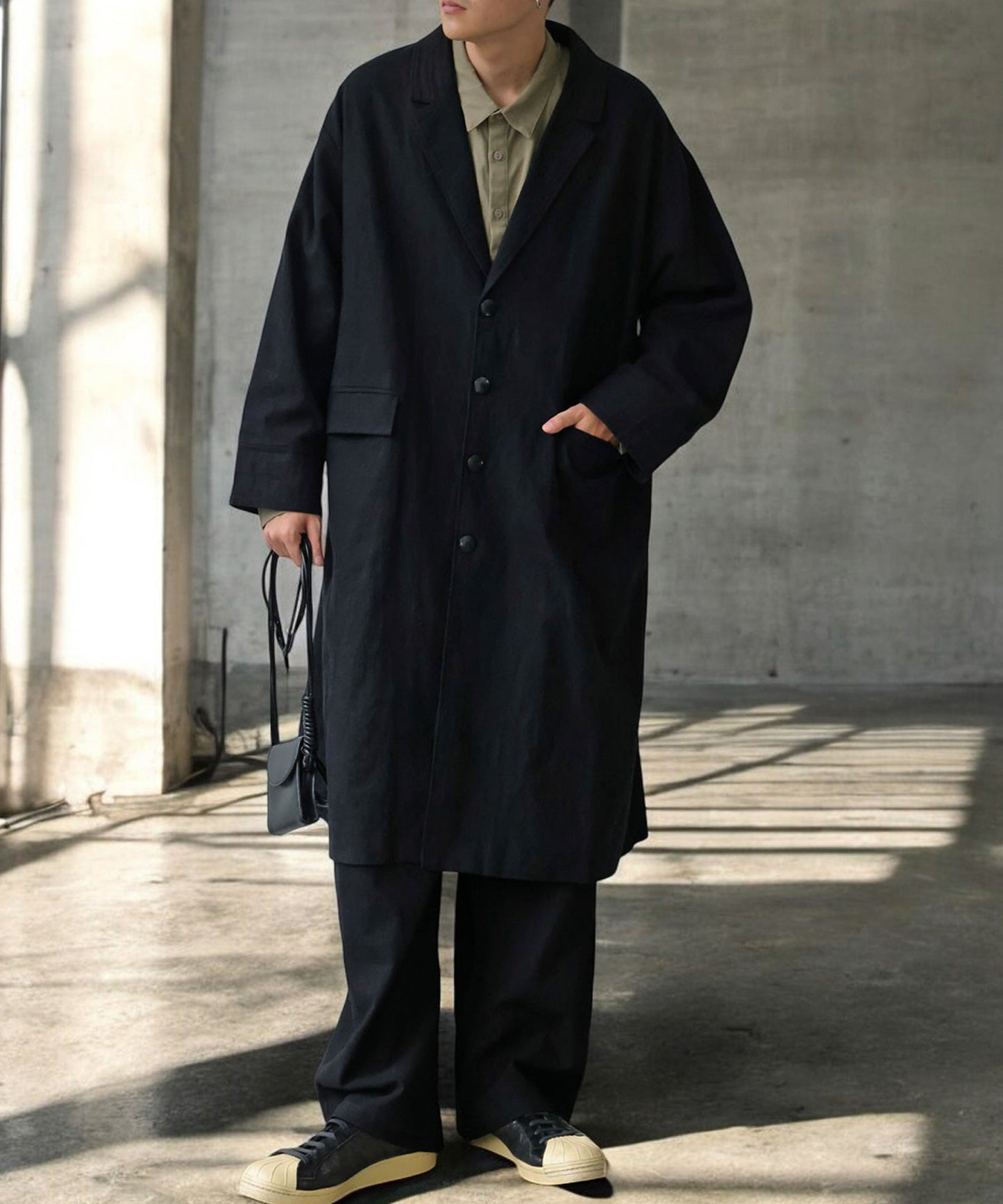 Cotton Linen Long Jacket Men's