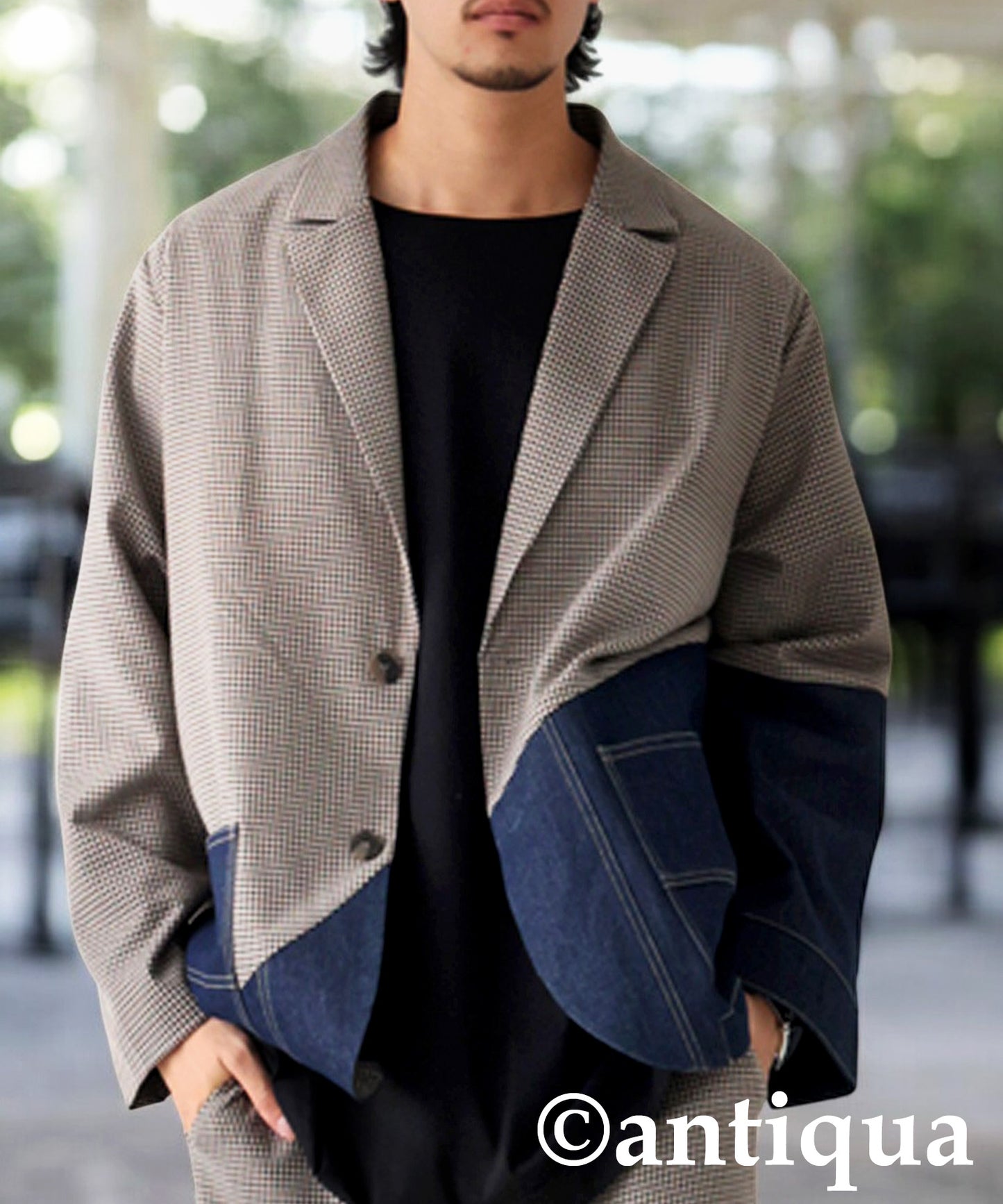 Denim Switching Jacket Men's