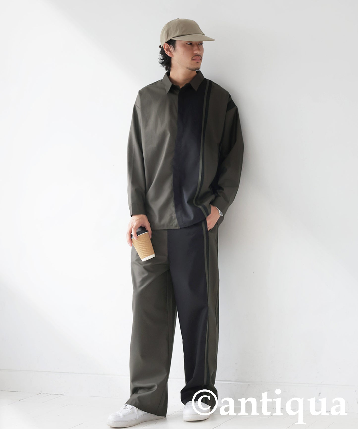 Color Switching Line Pants Men's