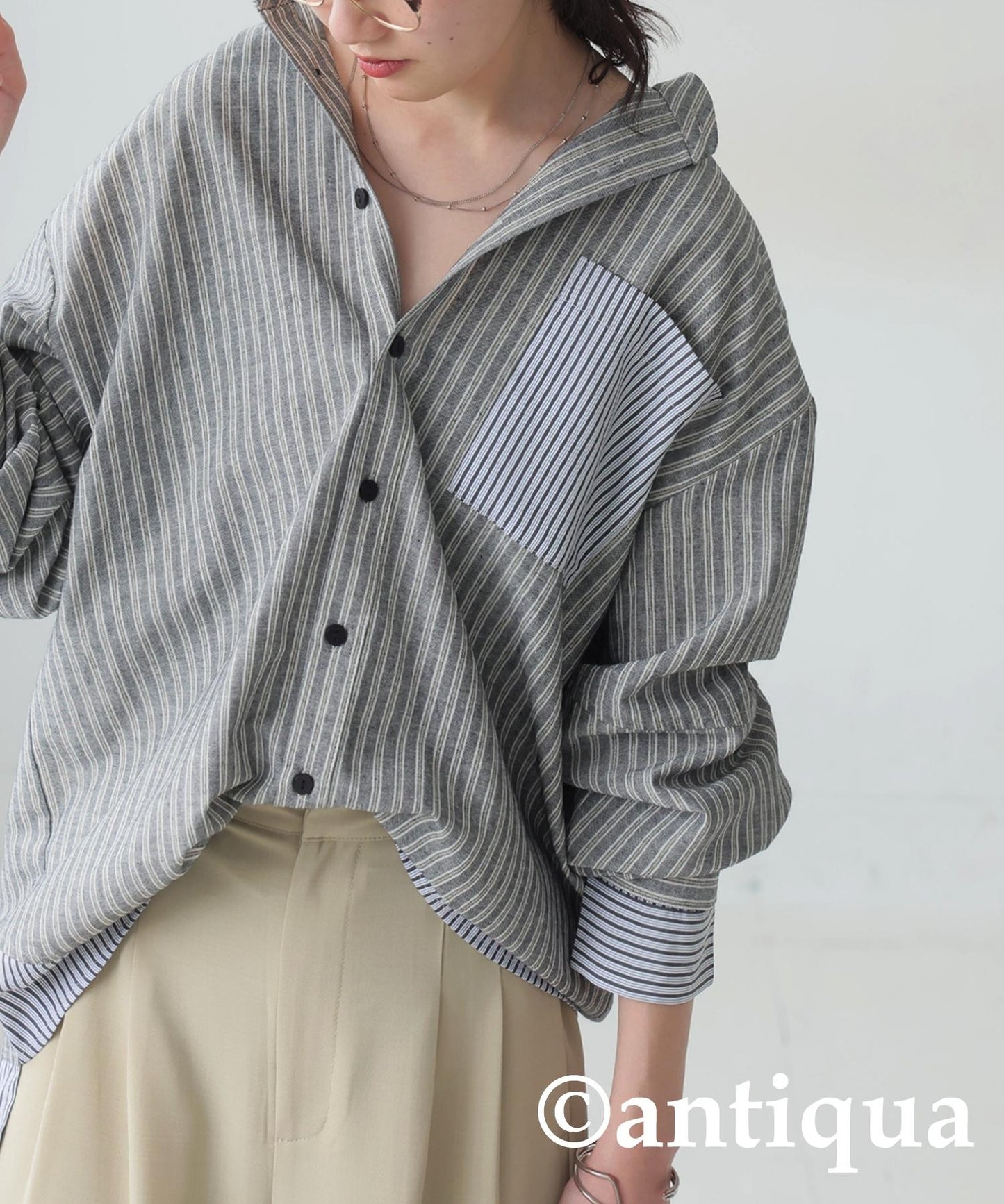 Ladies Layered Striped Shirt