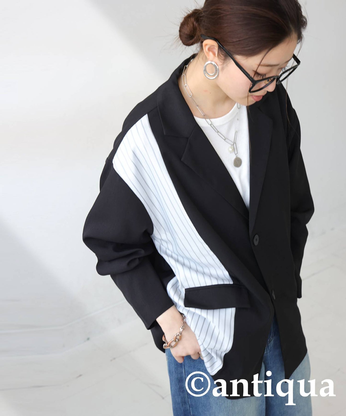 Switched Striped Jacket Ladies