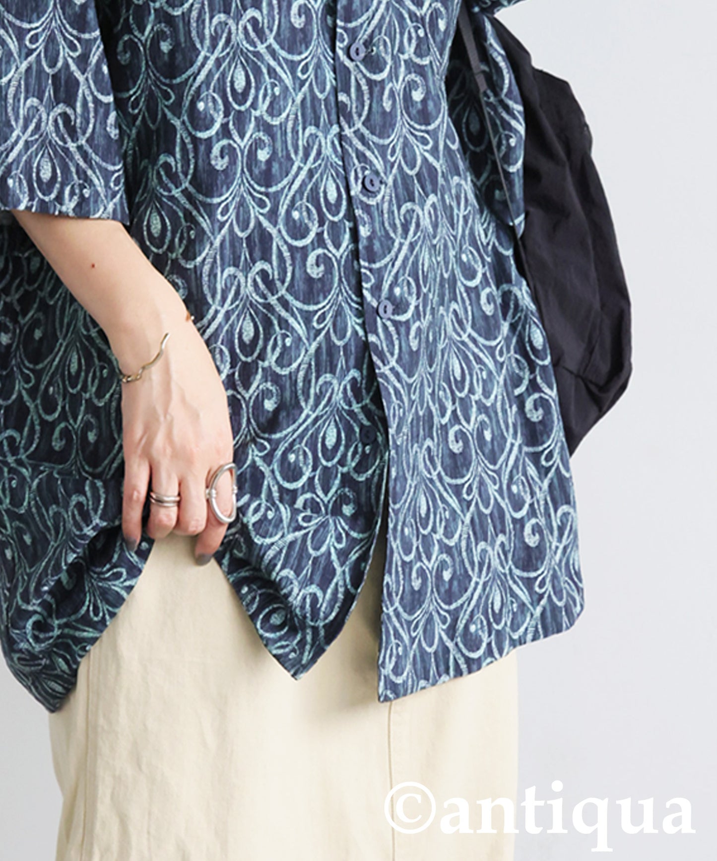 Ladies Art Pattern Open Collar Shirt