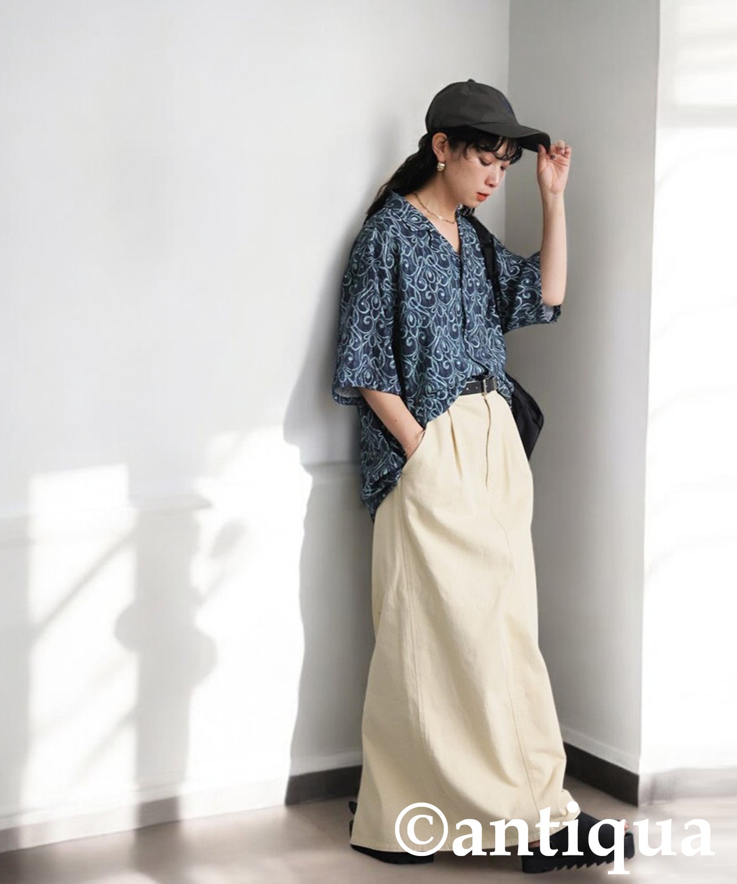 Ladies Art Pattern Open Collar Shirt