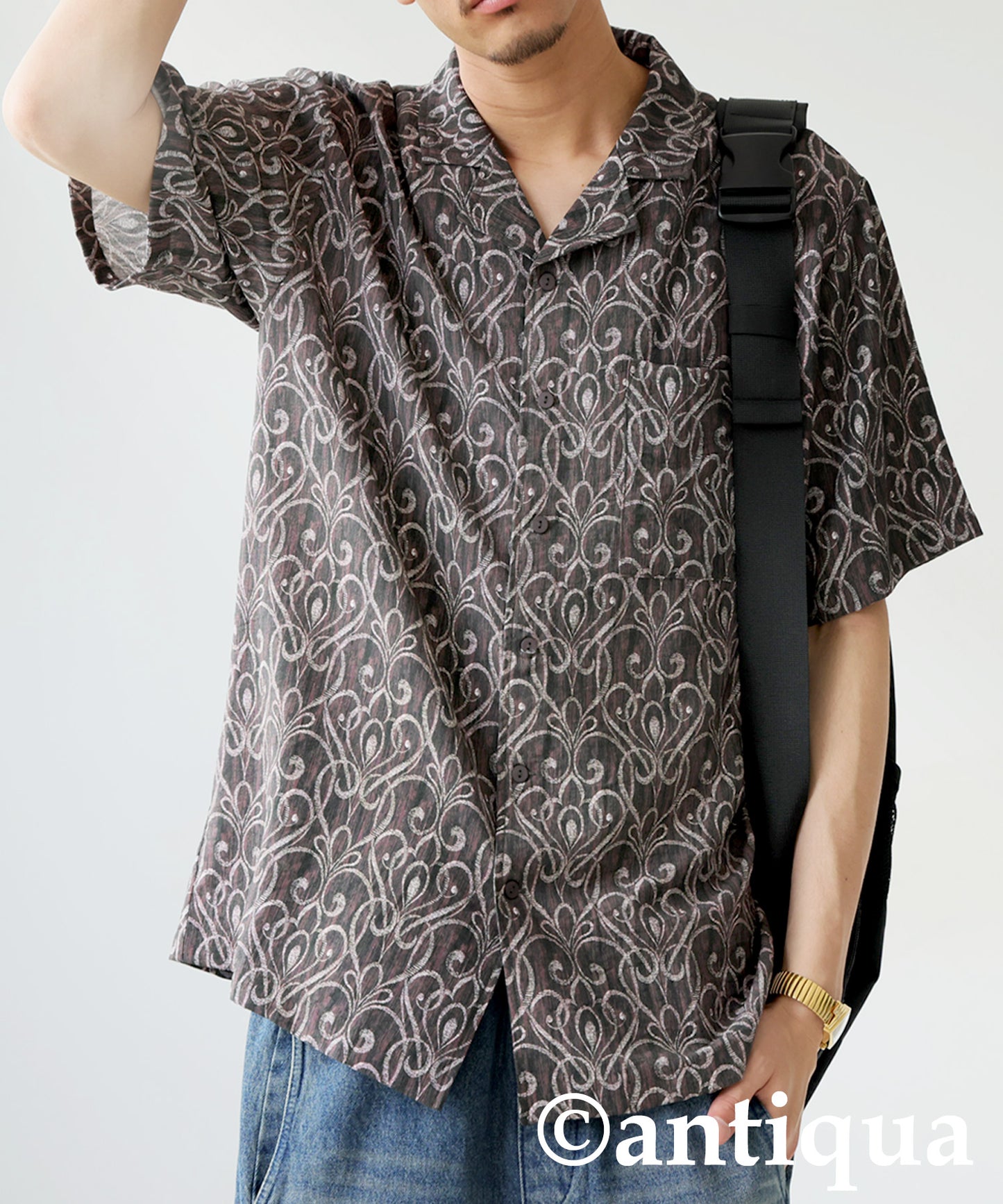 Men's Art Pattern Open Collar Shirt