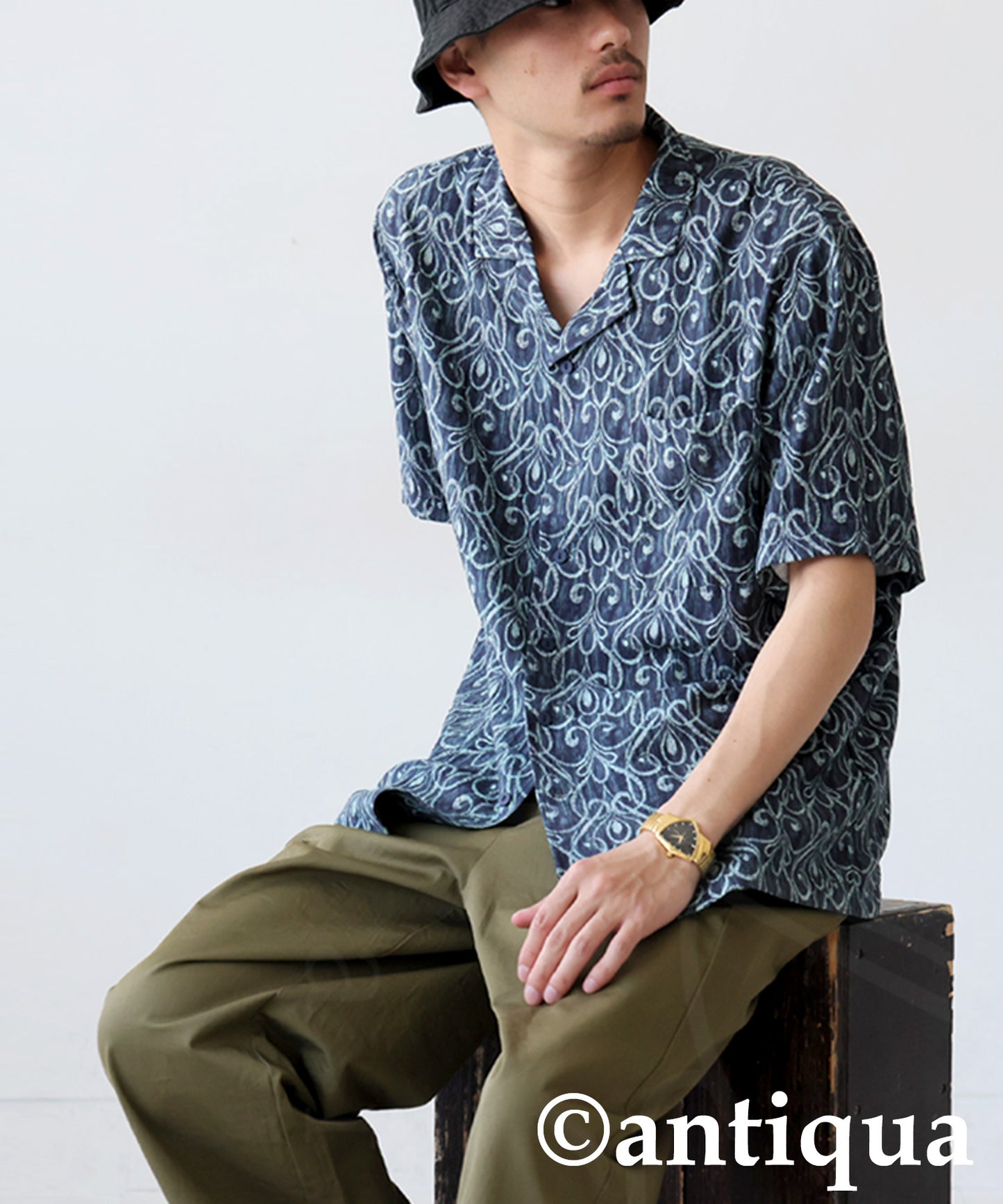 Men's Art Pattern Open Collar Shirt