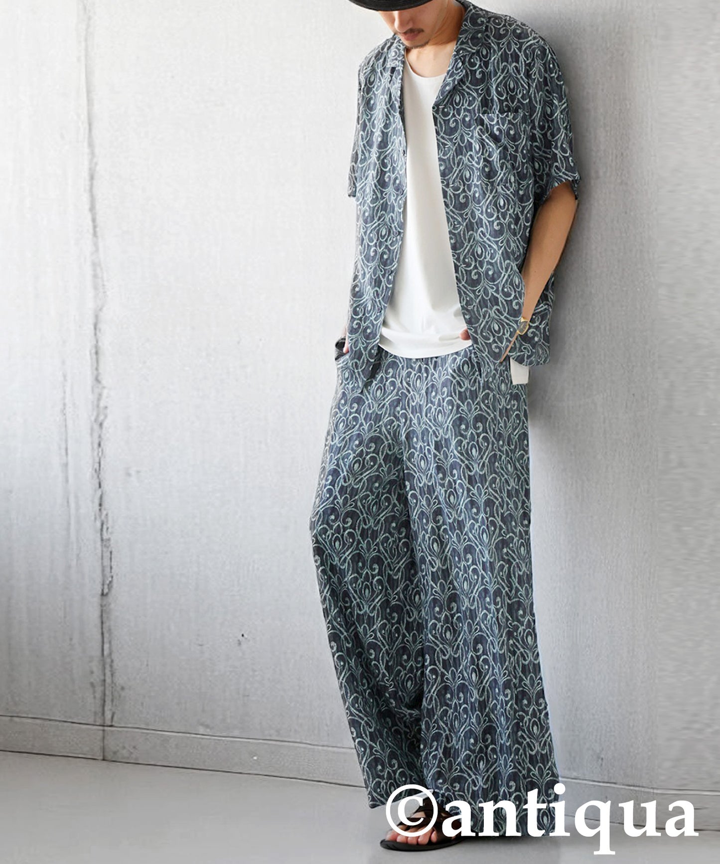 Men's Art Pattern Open Collar Shirt