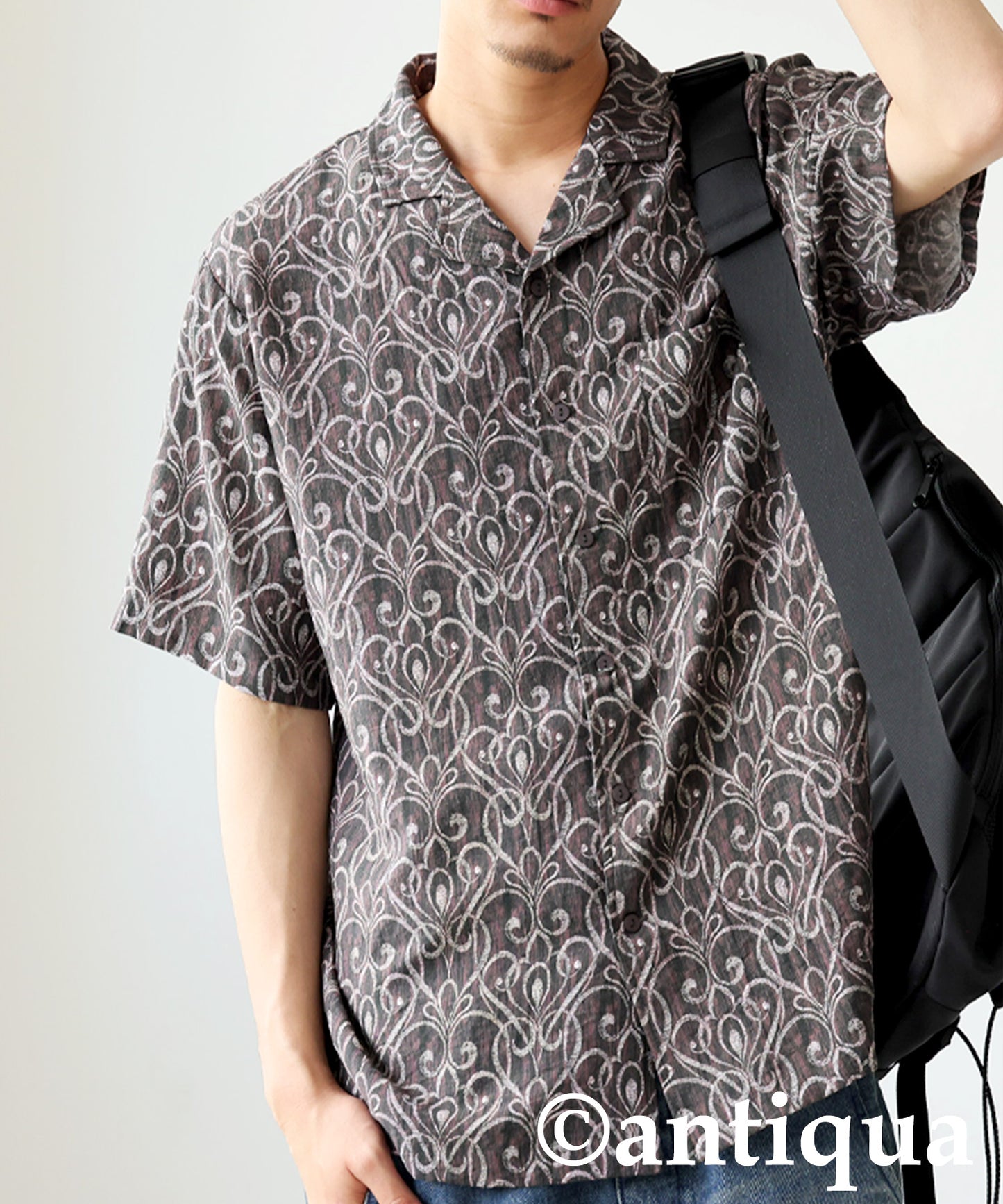 Men's Art Pattern Open Collar Shirt
