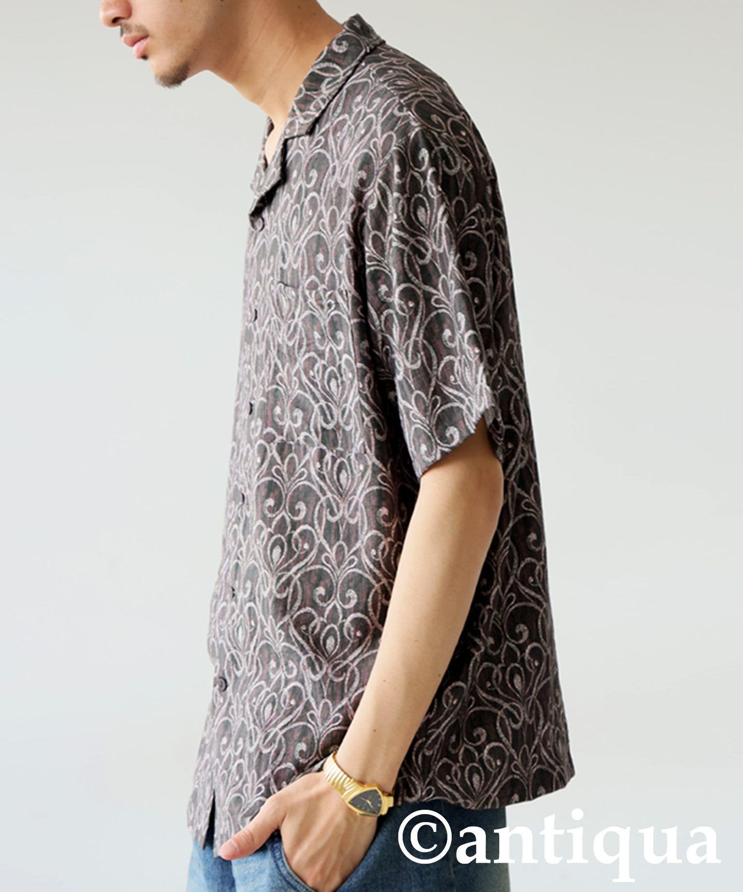 Men's Art Pattern Open Collar Shirt