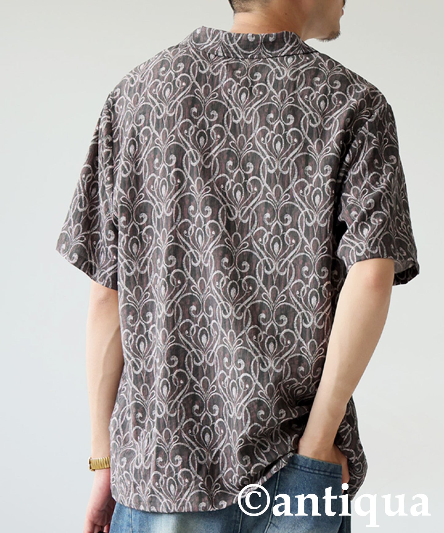 Men's Art Pattern Open Collar Shirt