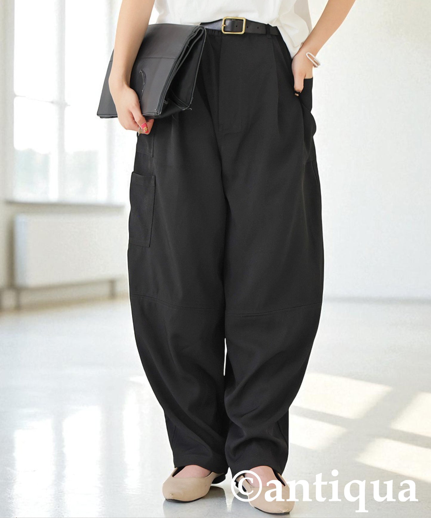 Asymmetrical Pocket Wide Pants Ladies