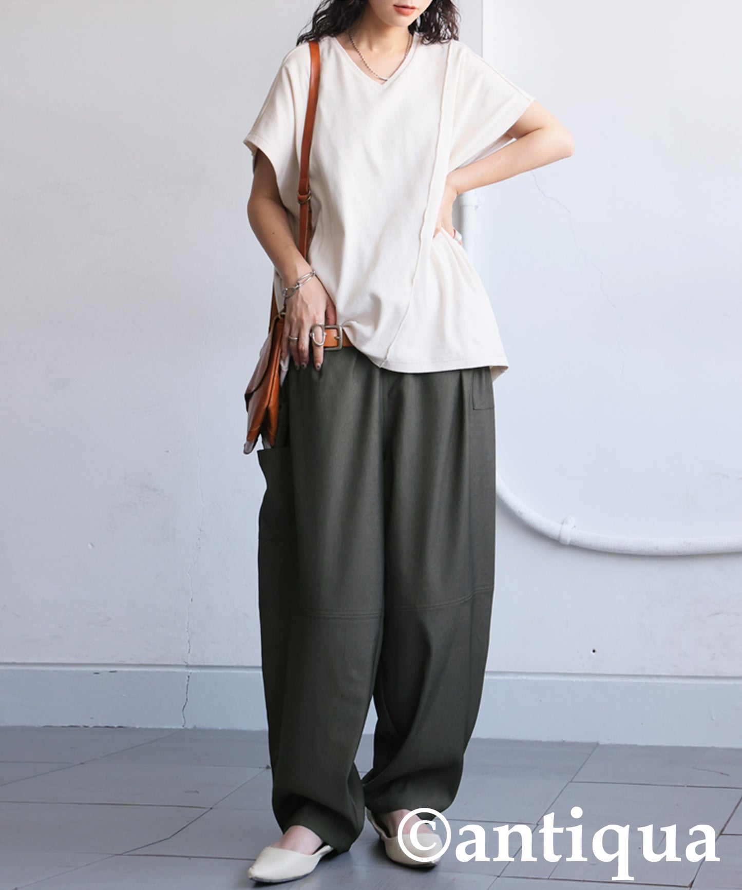 Asymmetrical Pocket Wide Pants Ladies