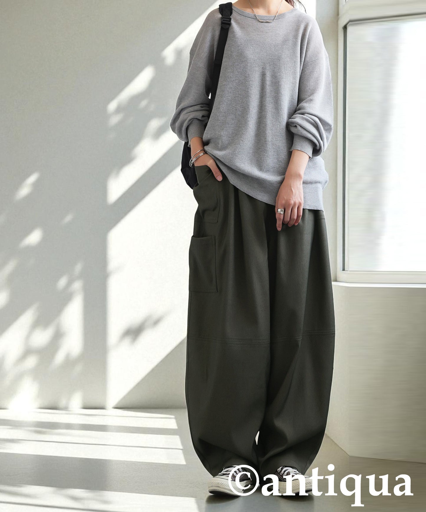 Asymmetrical Pocket Wide Pants Ladies