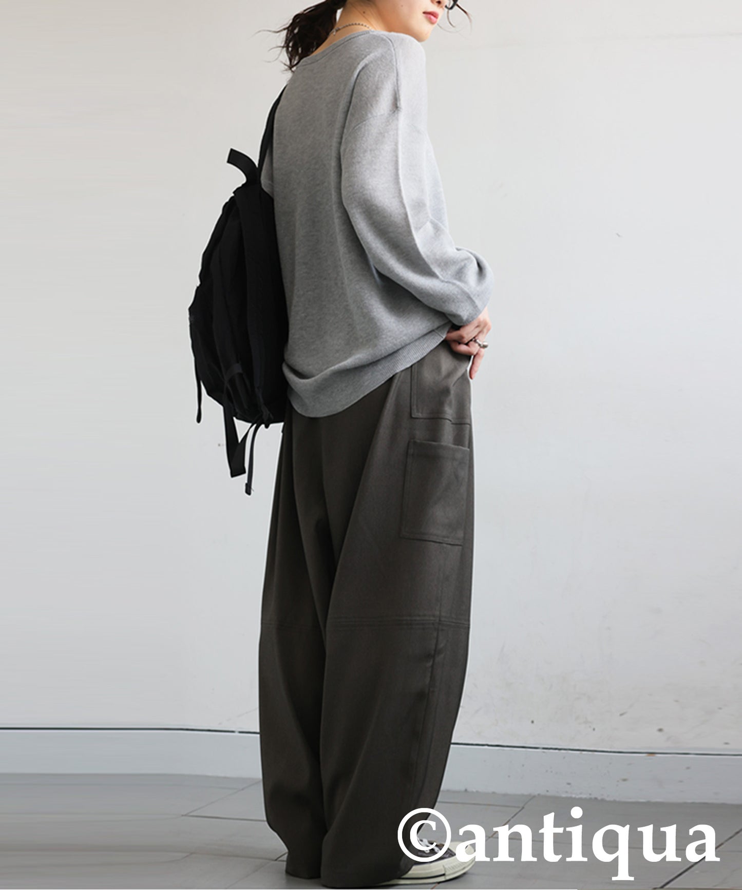 Asymmetrical Pocket Wide Pants Ladies