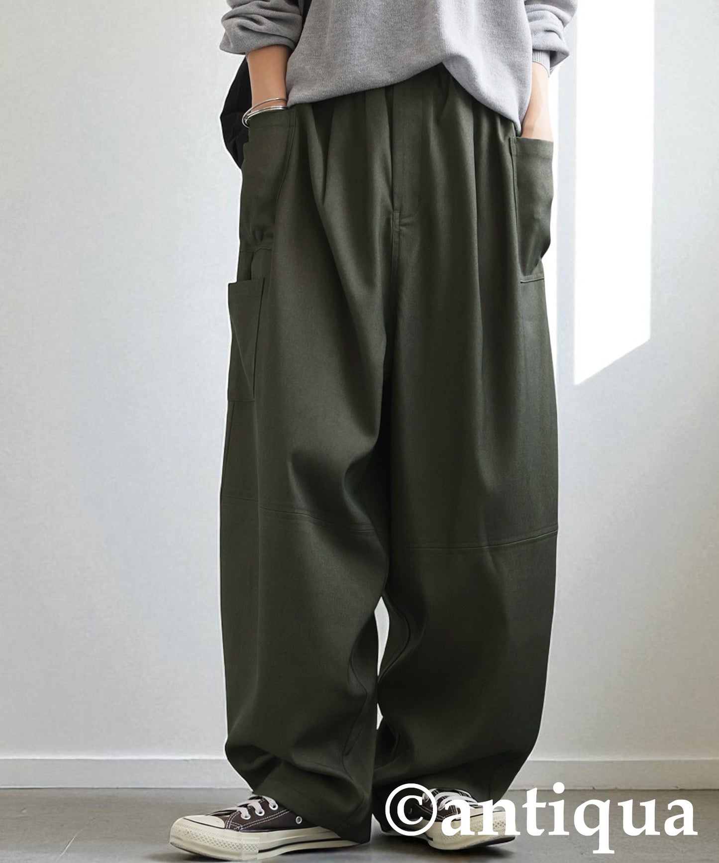 Asymmetrical Pocket Wide Pants Ladies