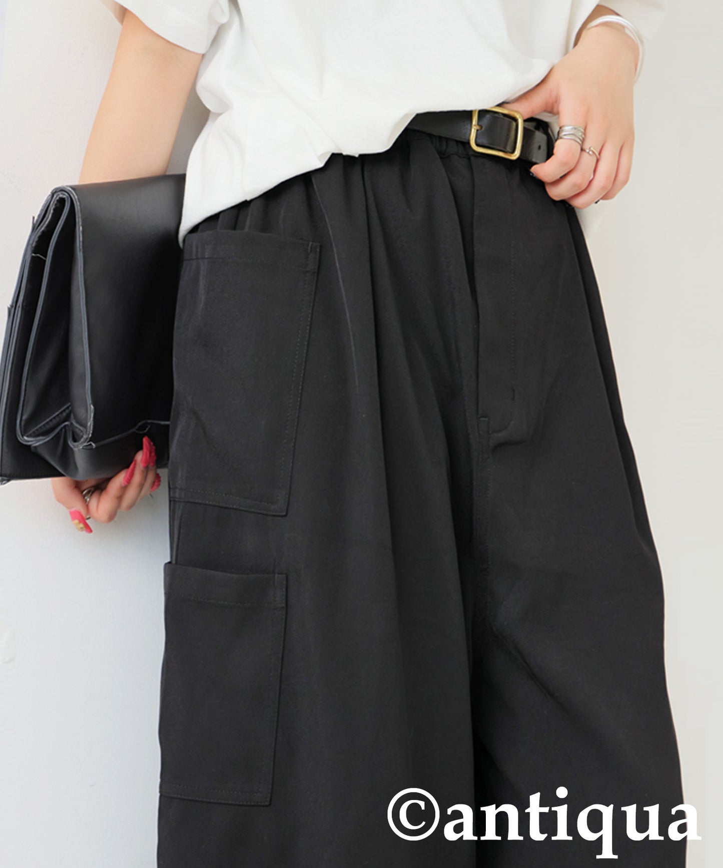 Asymmetrical Pocket Wide Pants Ladies