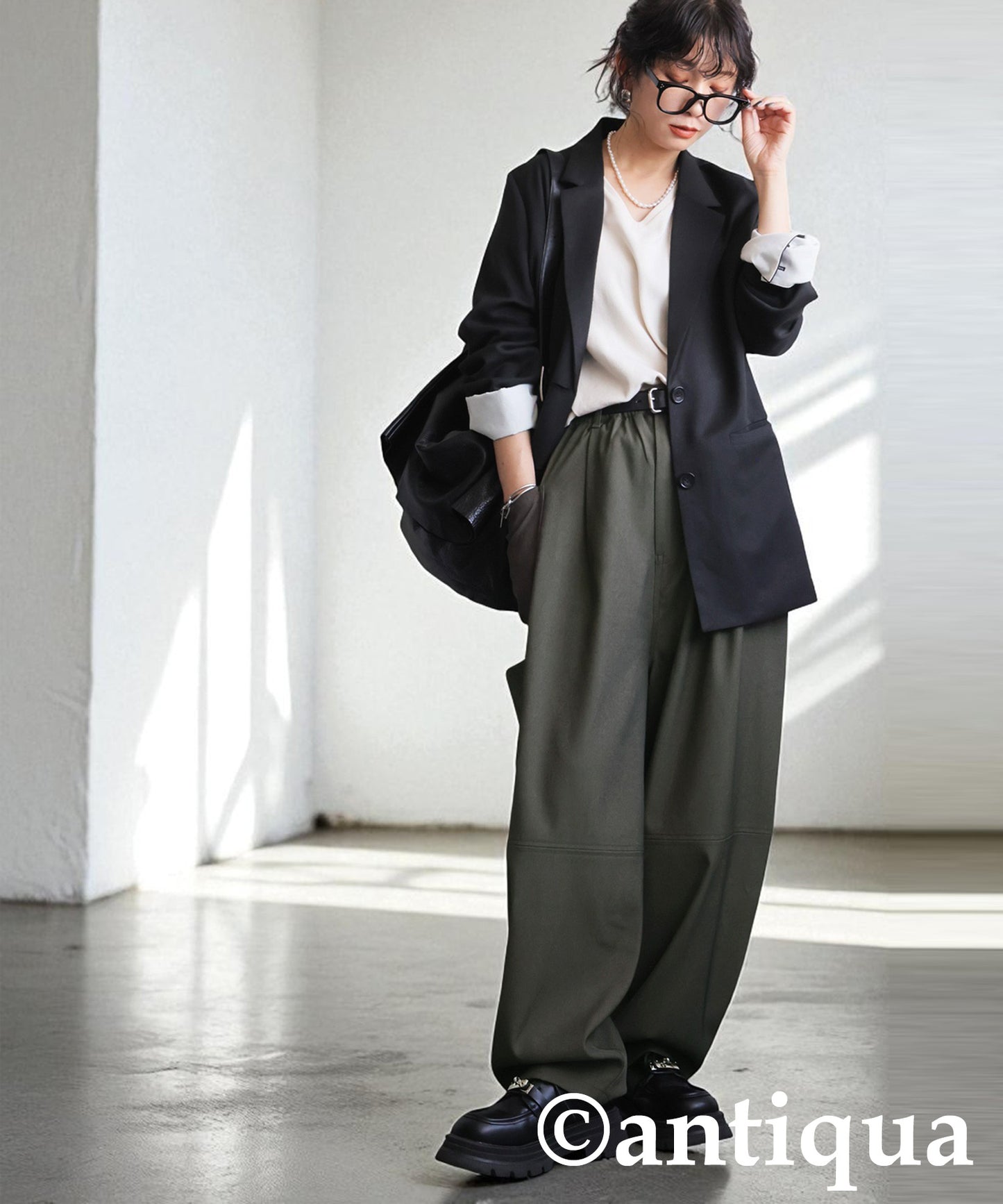 Asymmetrical Pocket Wide Pants Ladies