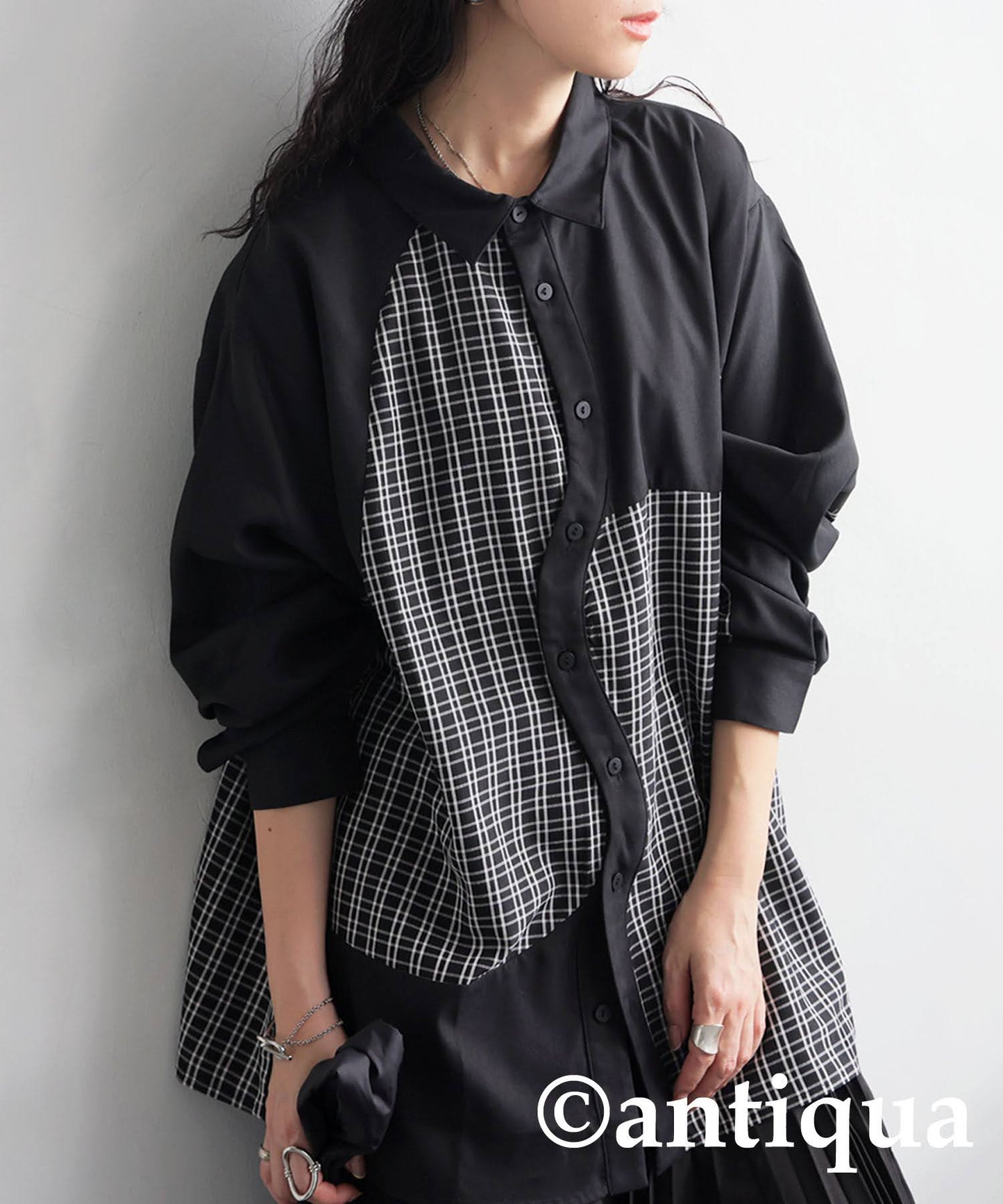 Ladies Check Switching Shirt