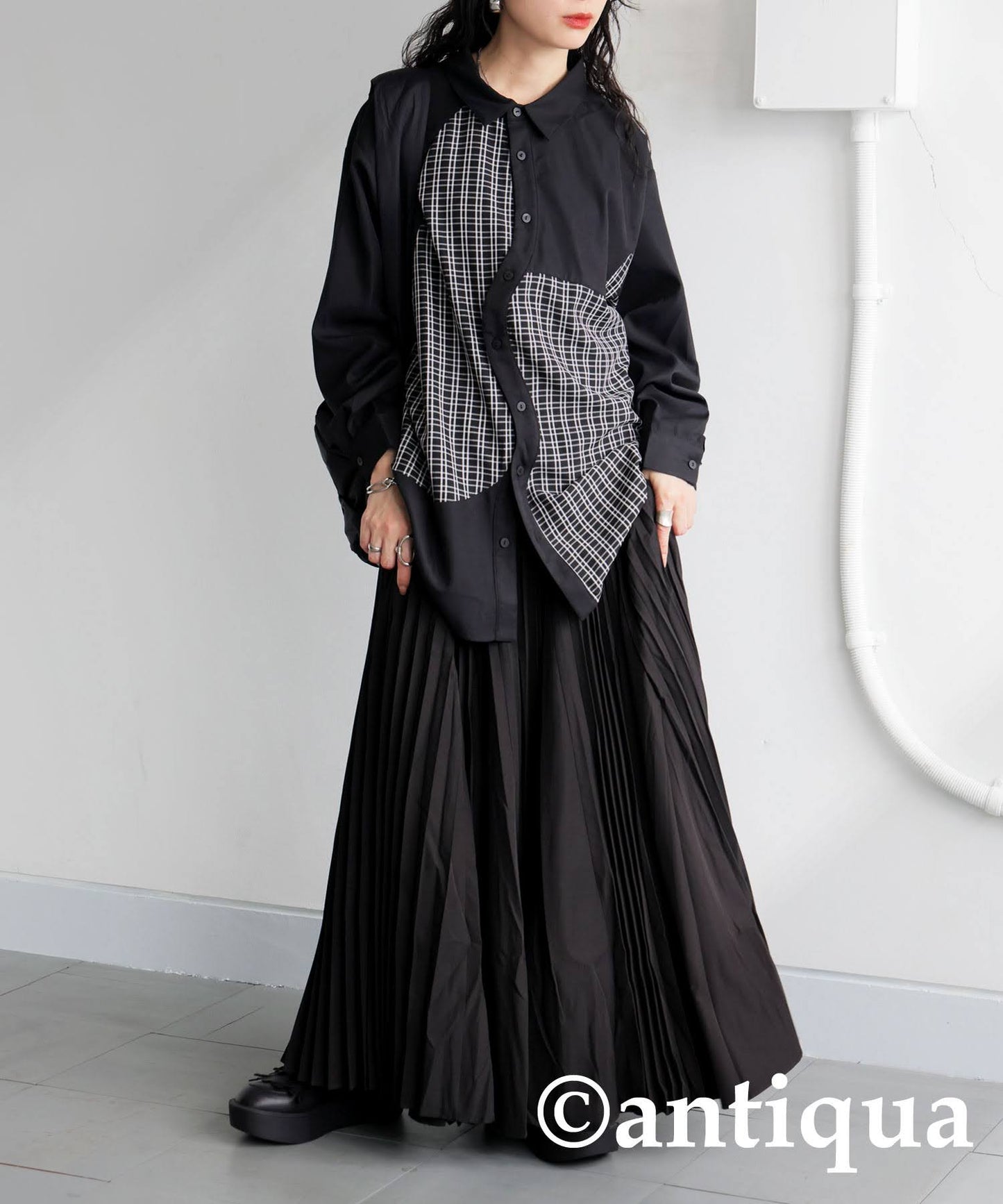 Ladies Check Switching Shirt