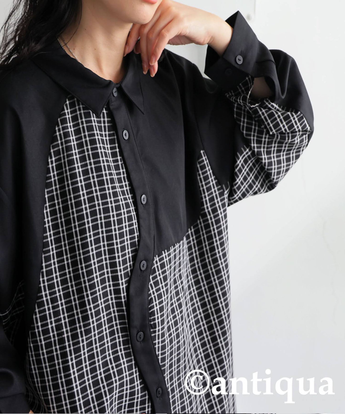 Ladies Check Switching Shirt