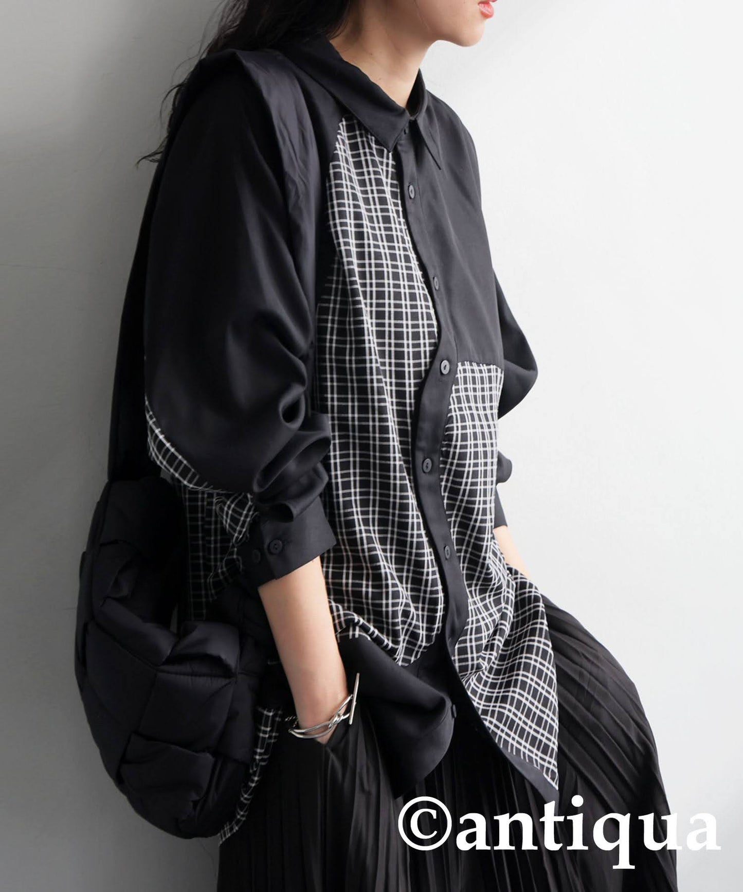 Ladies Check Switching Shirt