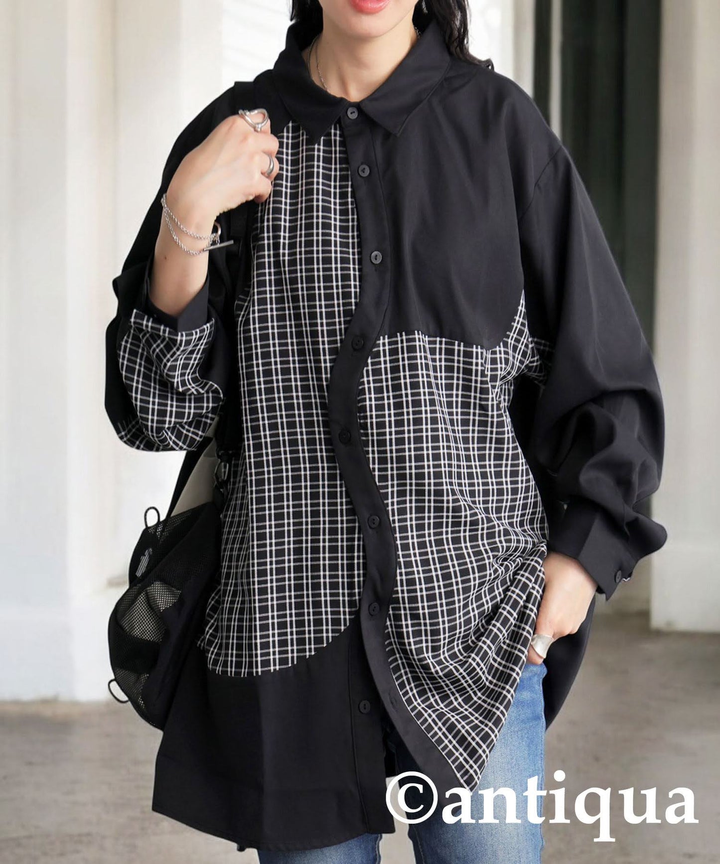 Ladies Check Switching Shirt