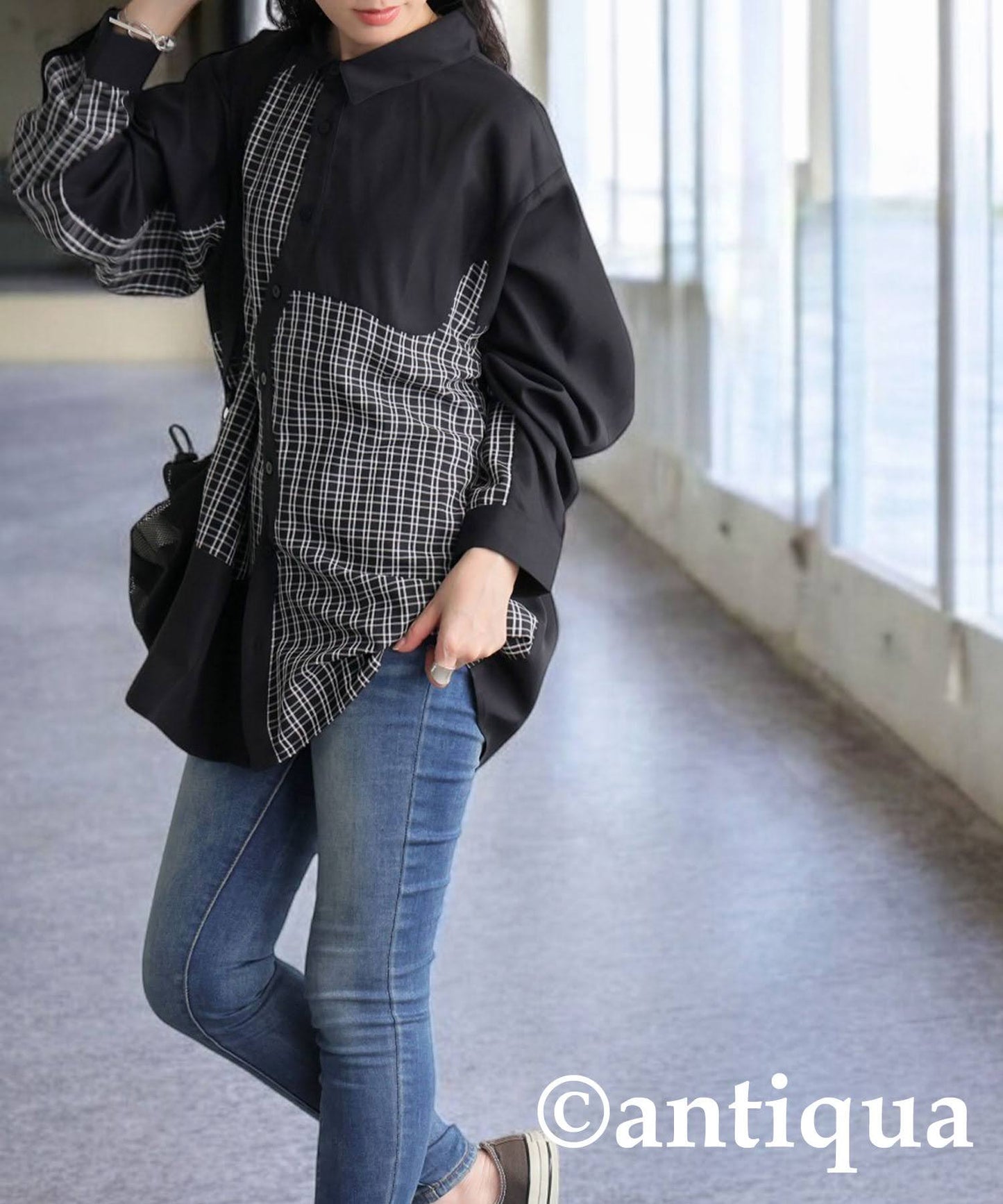 Ladies Check Switching Shirt