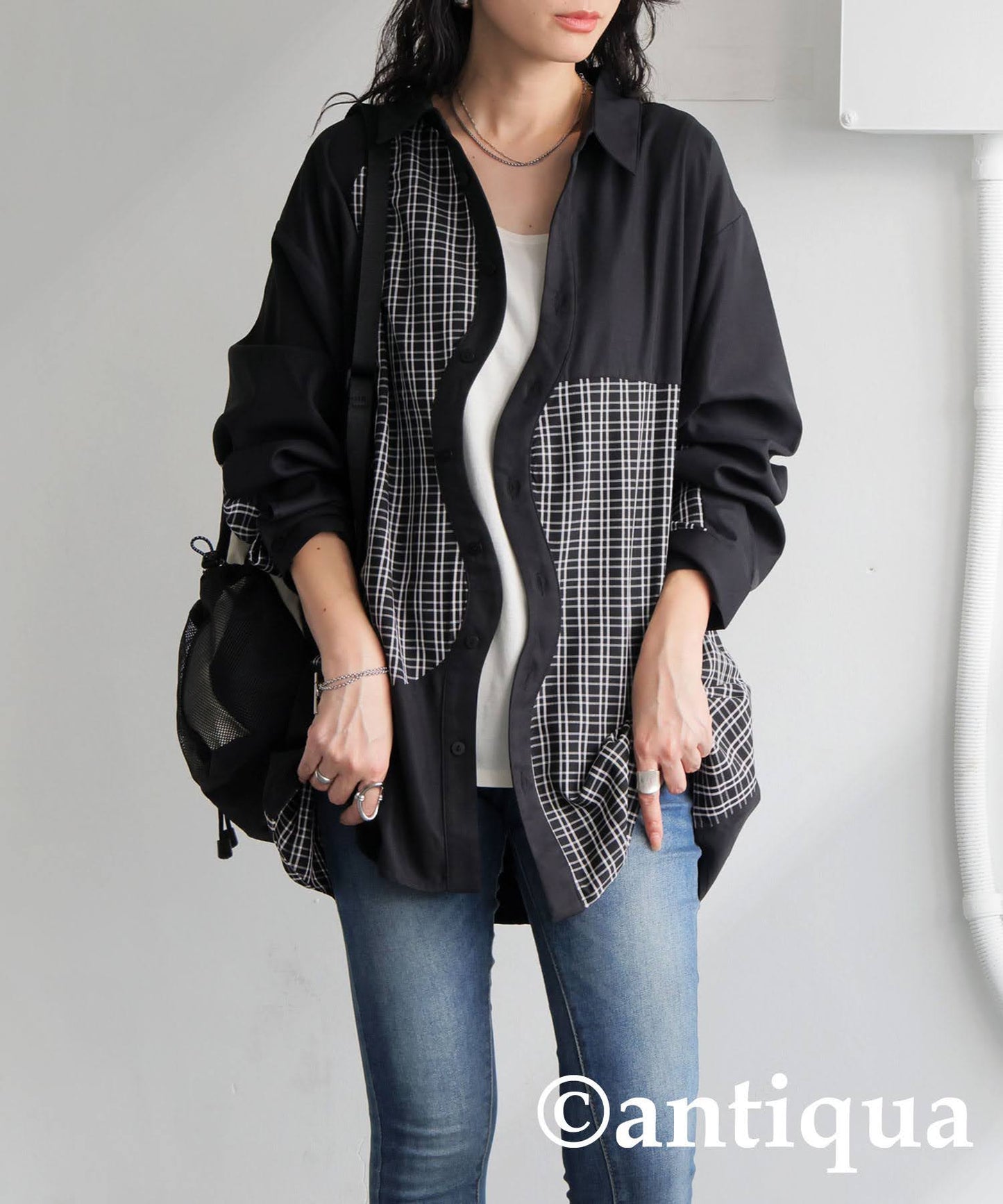 Ladies Check Switching Shirt