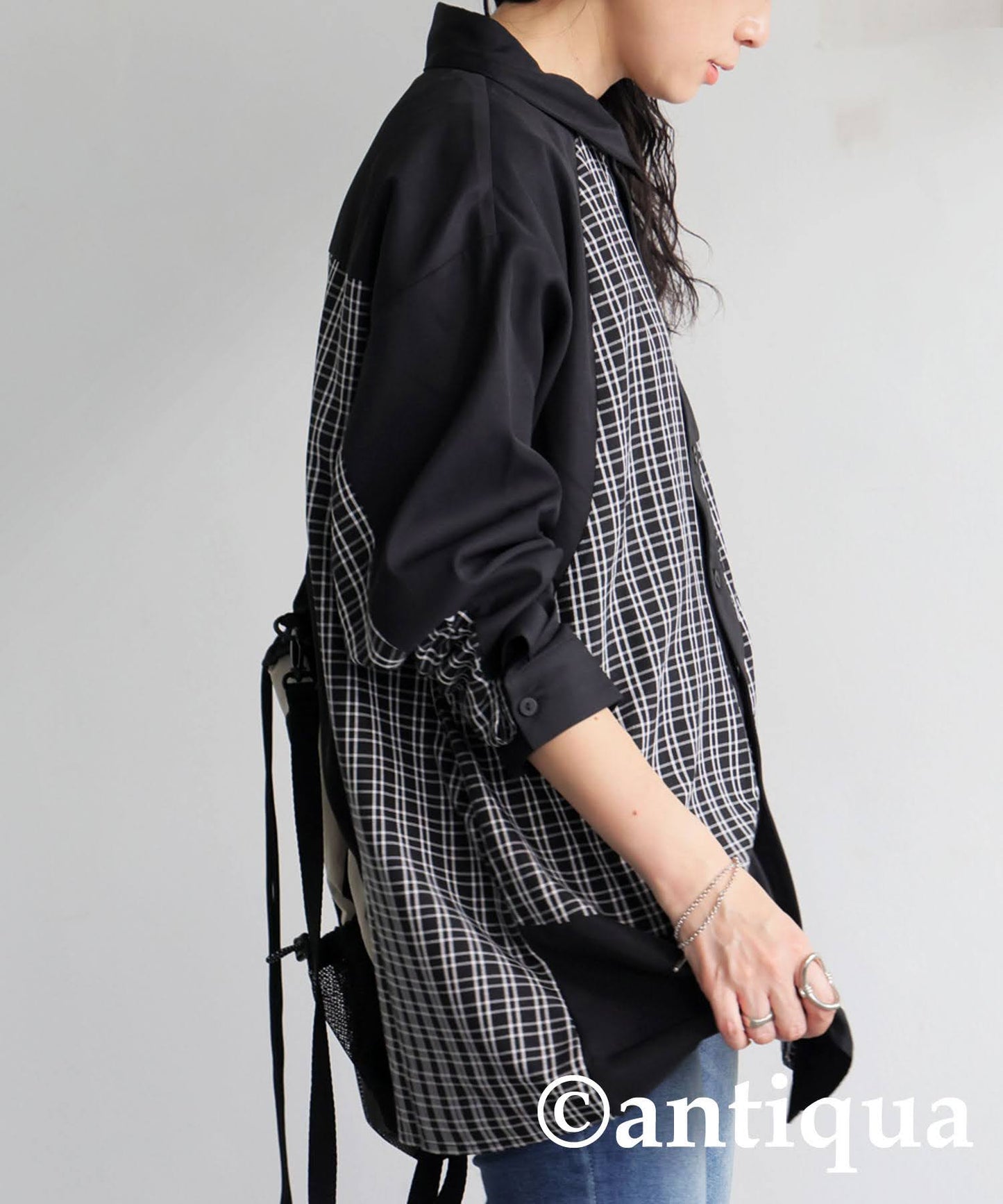 Ladies Check Switching Shirt