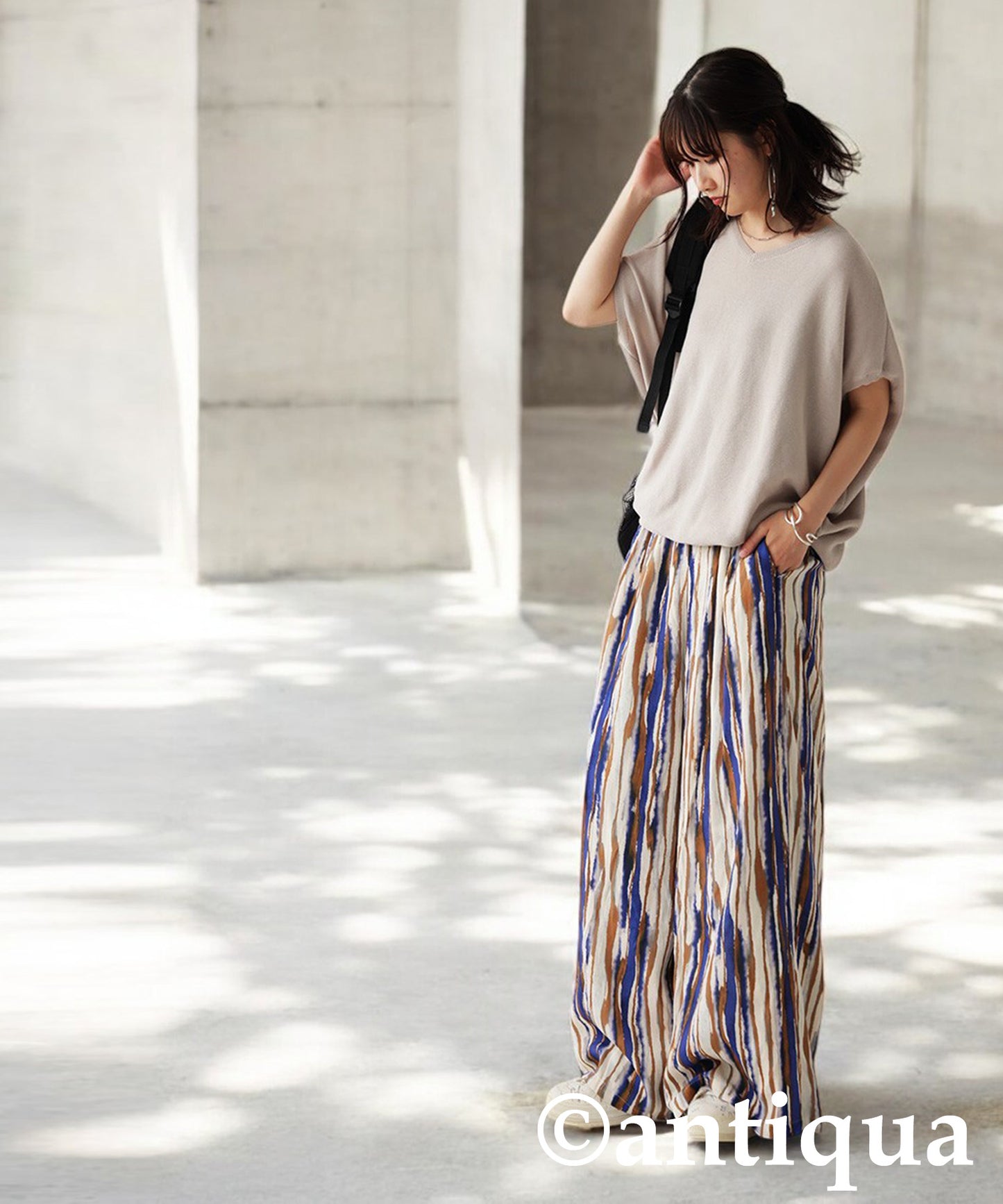 Ladies Art Print Wide Pants