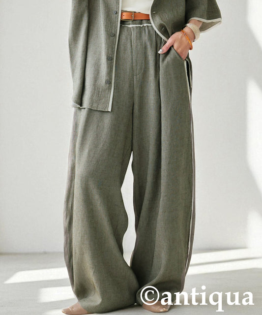 Piping Wide Pants Ladies