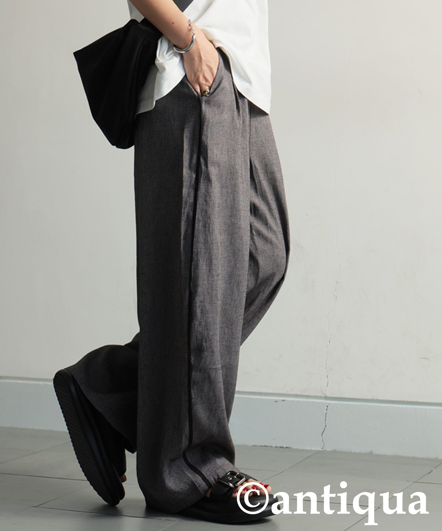 Piping Wide Pants Ladies