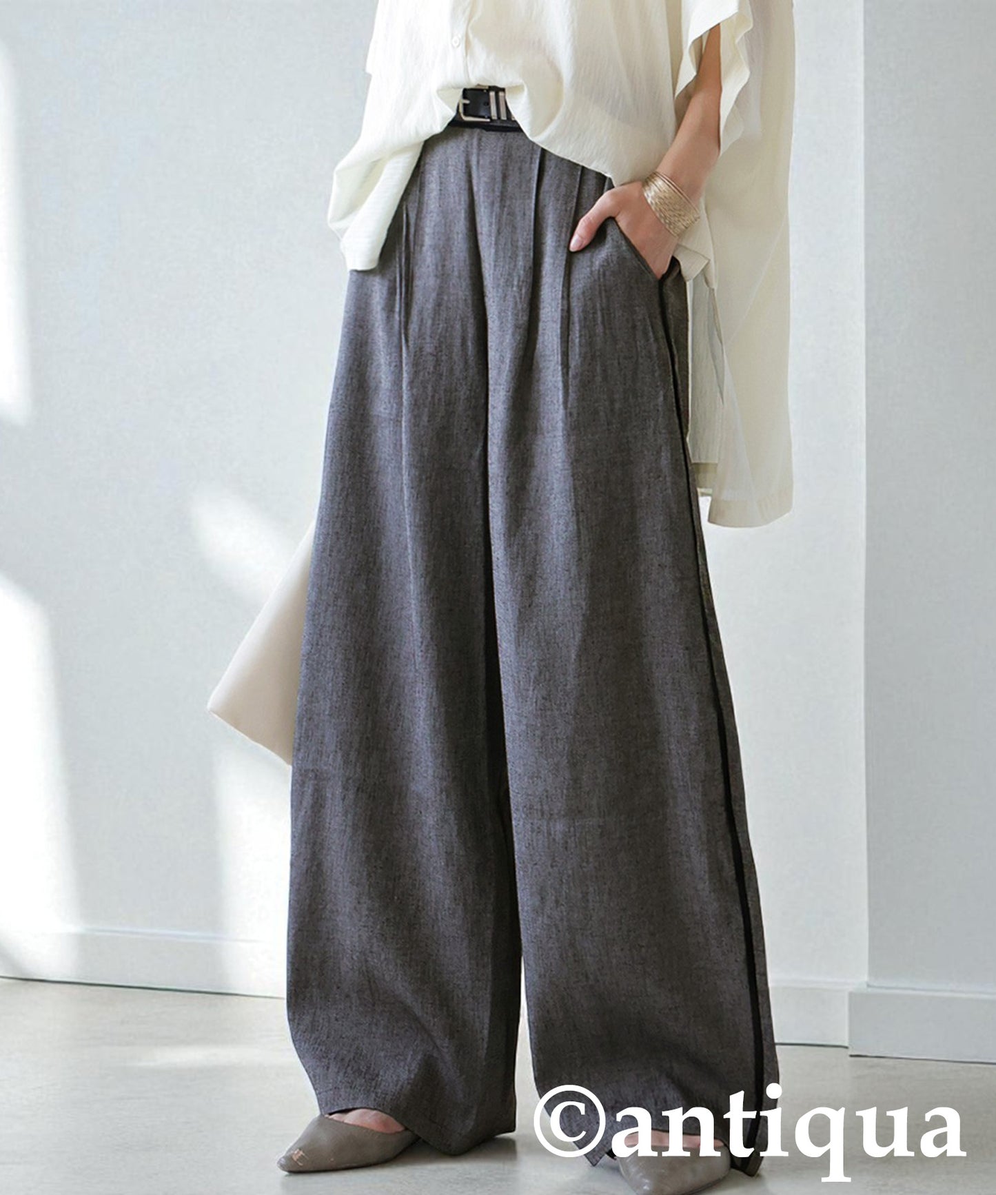 Piping Wide Pants Ladies