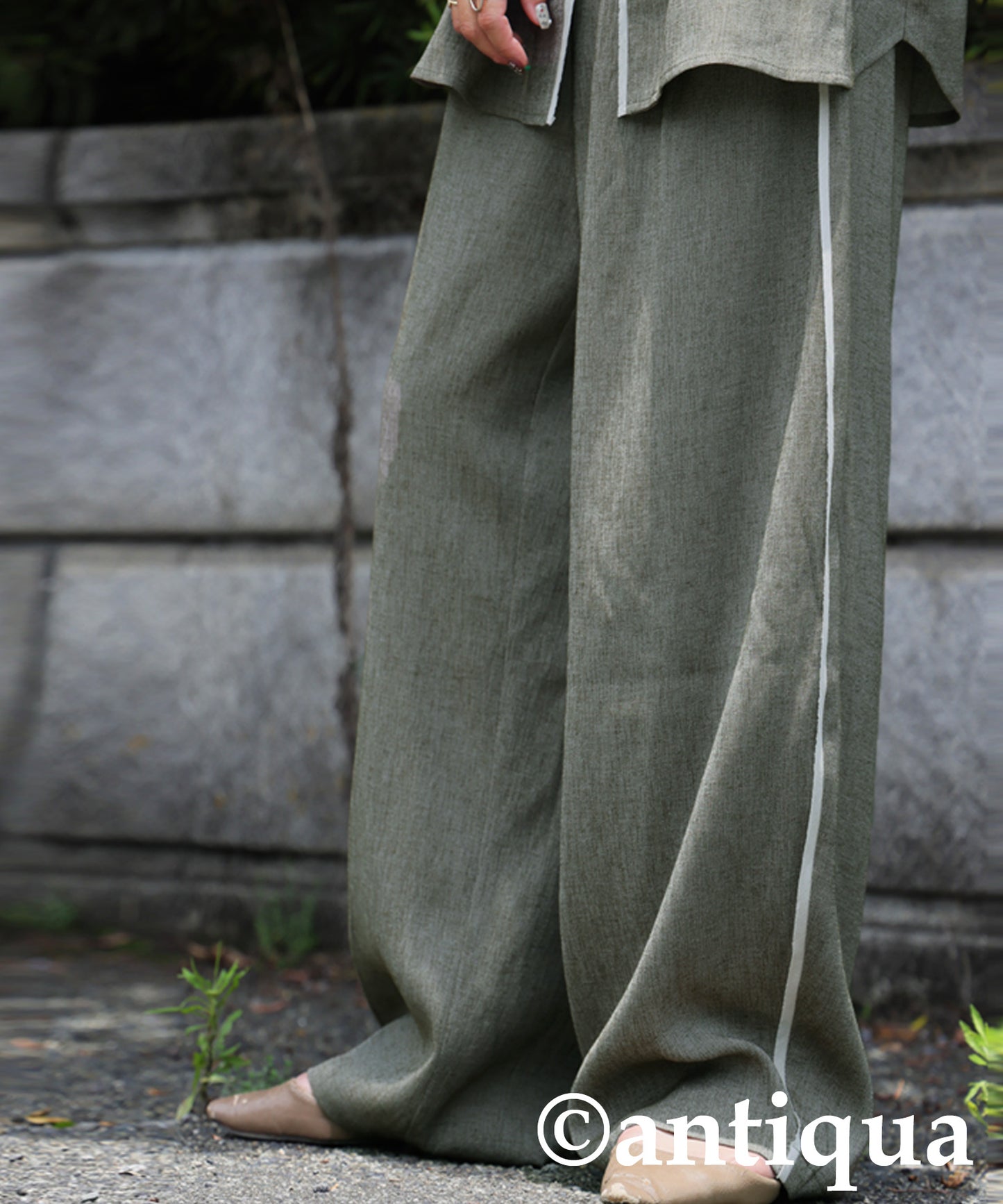 Piping Wide Pants Ladies