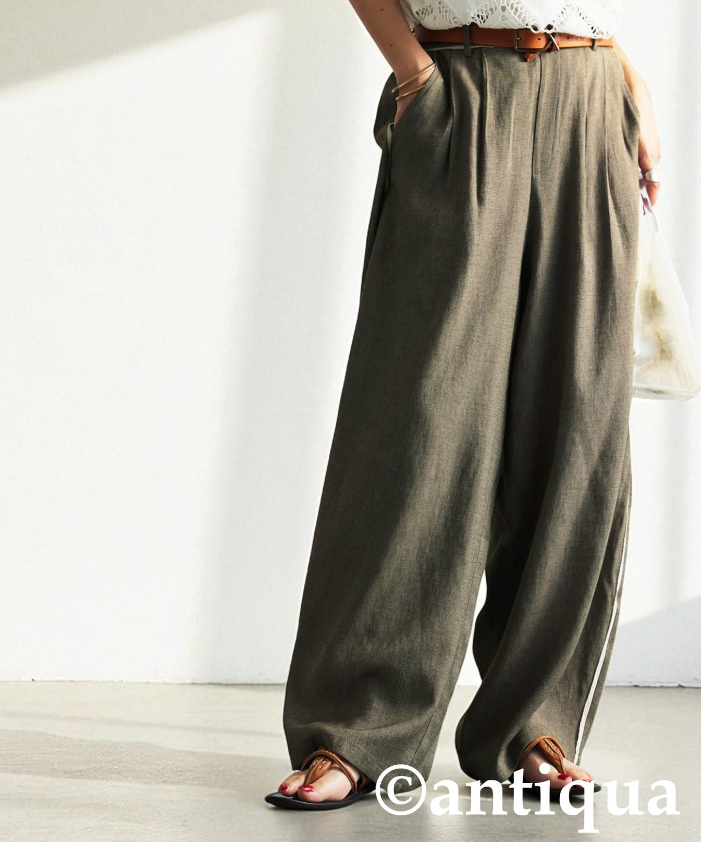 Piping Wide Pants Ladies