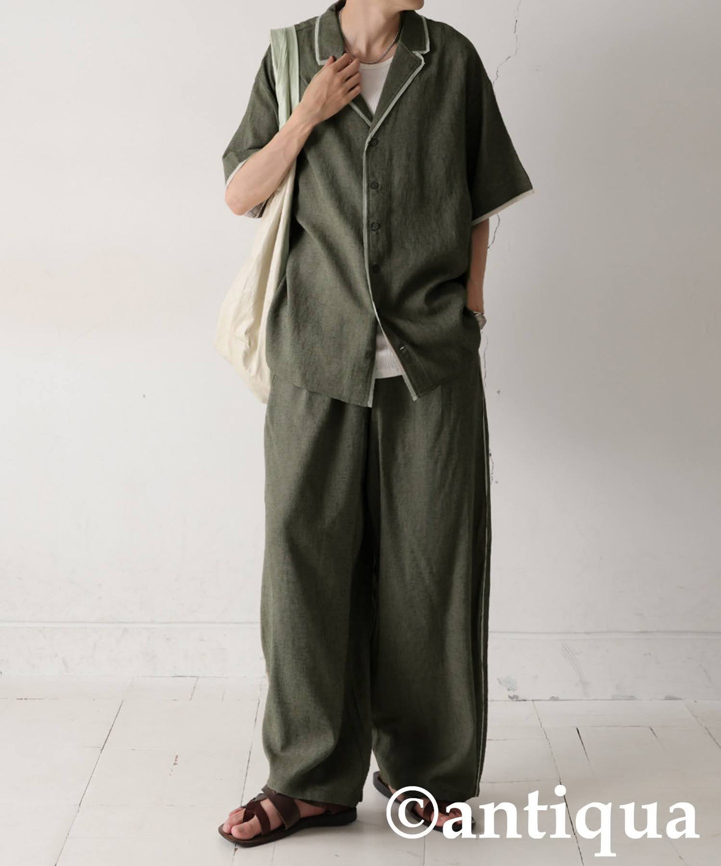 Piping Wide Pants Men's