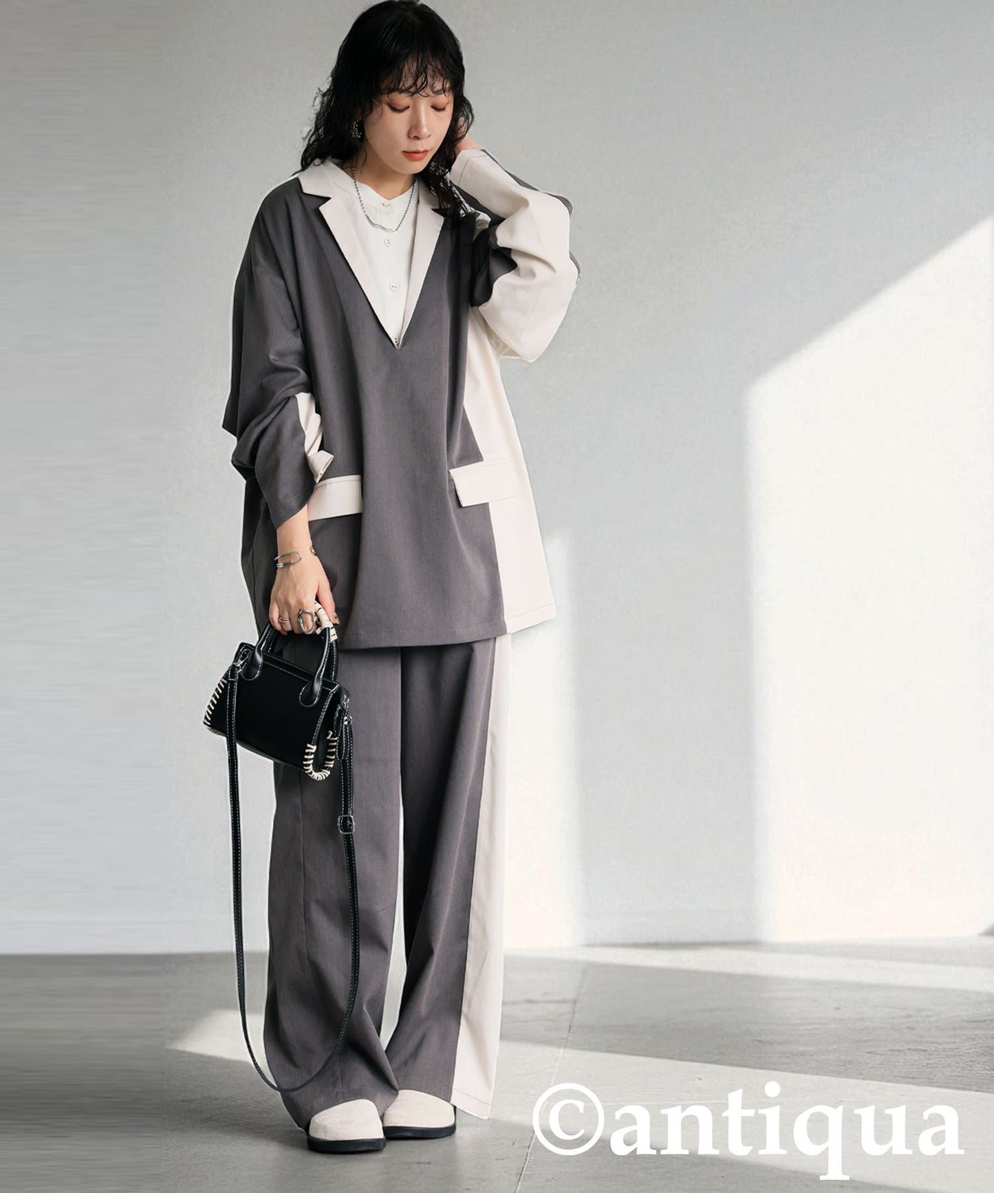 Color-Block Wide Pants Ladies