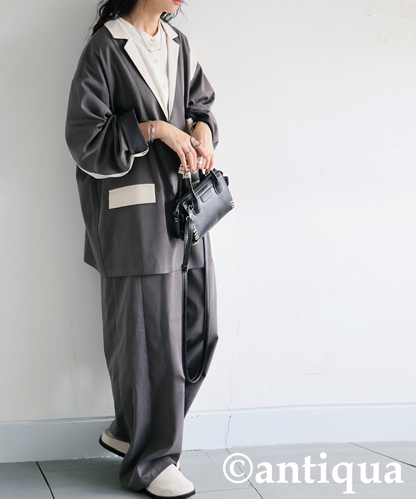 Color-Block Wide Pants Ladies