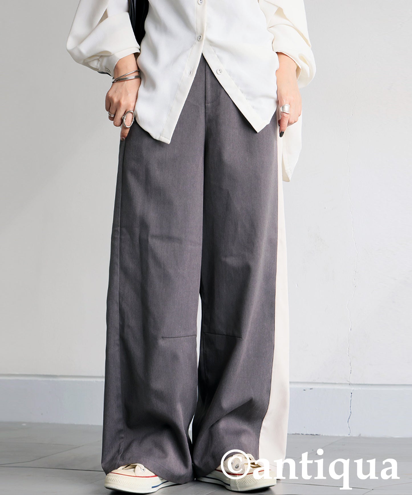 Color-Block Wide Pants Ladies